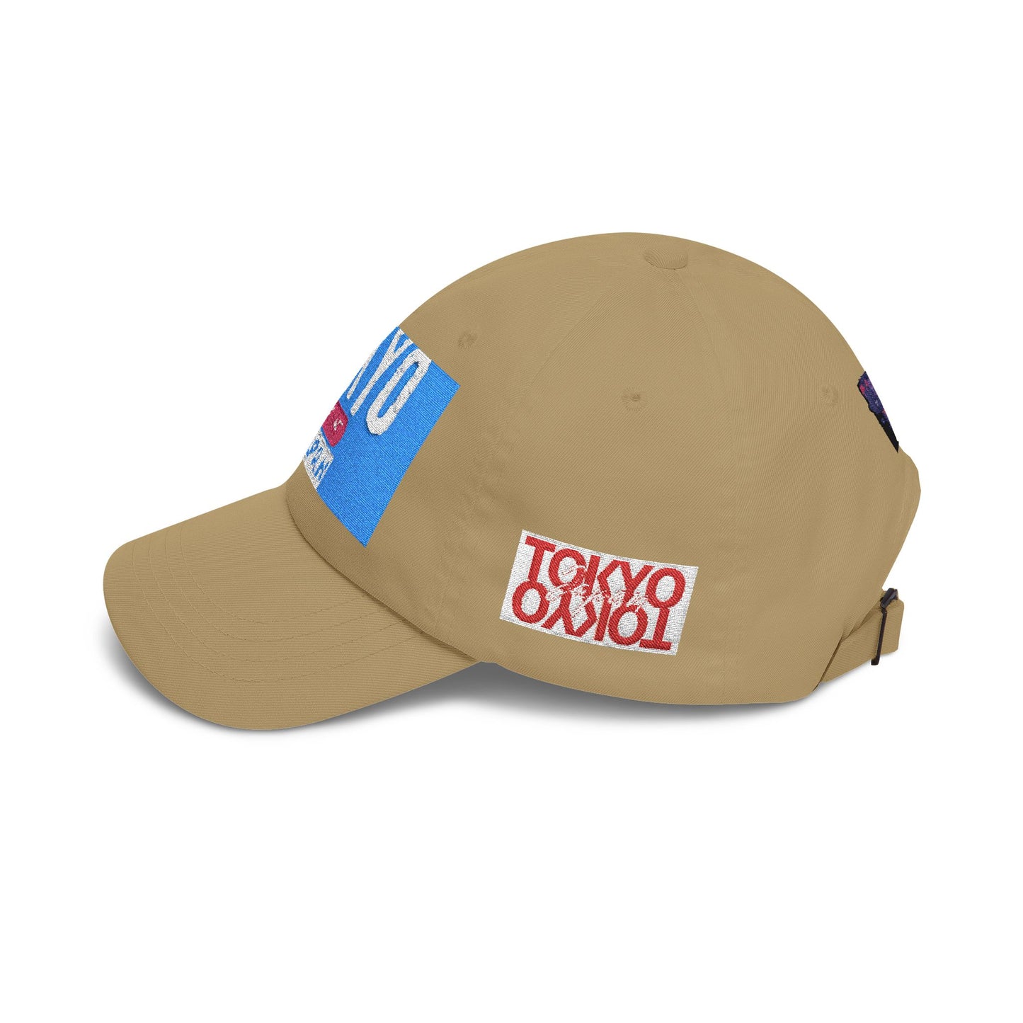 Tokyo Retro Patch Dad Cap – White Embroidered Travel Baseball Hat