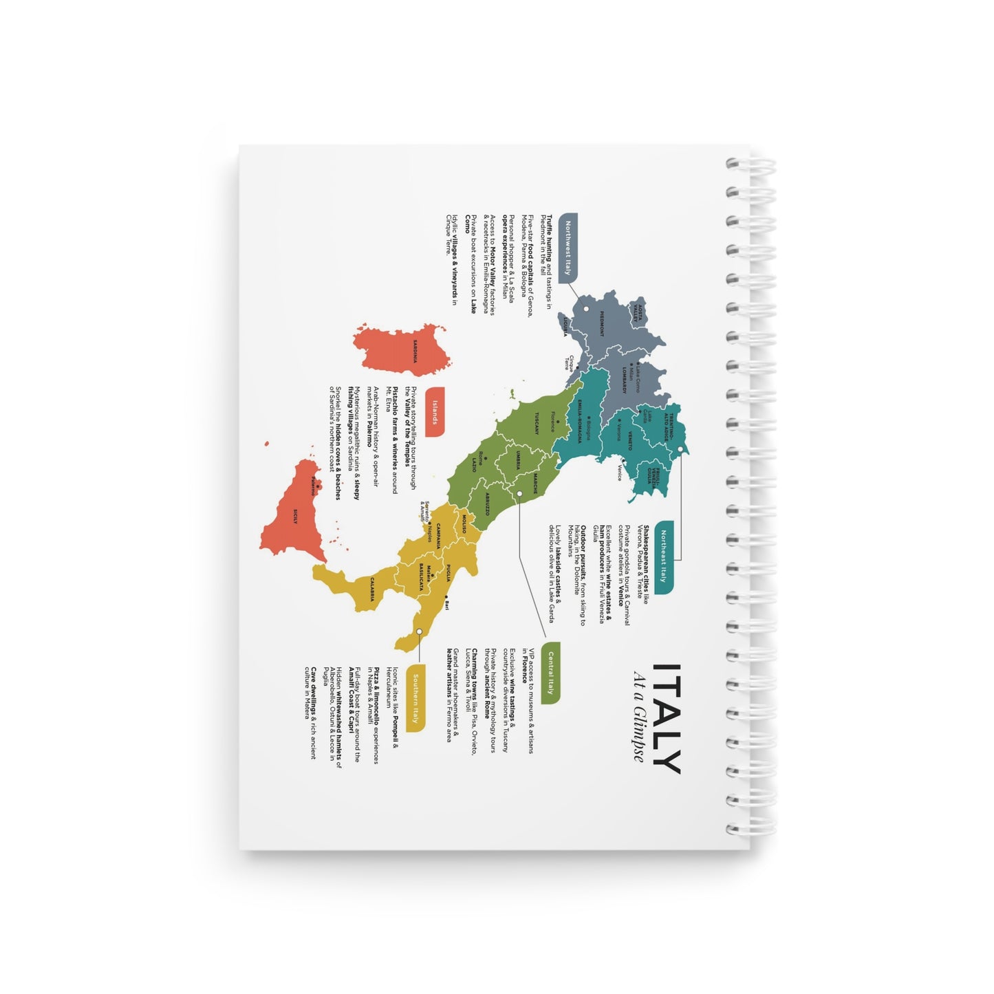 Italy Travel Spiral Notebook — Leaning Tower & Italy Map Journal, Personalized Travel Diary