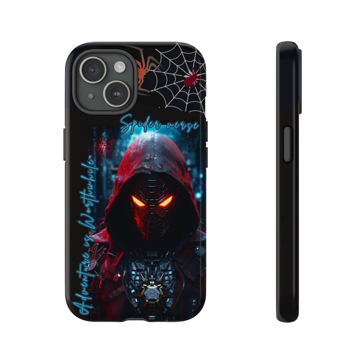 Spiderman Phone Case — Neon Hooded Skull Design "Spider verse"