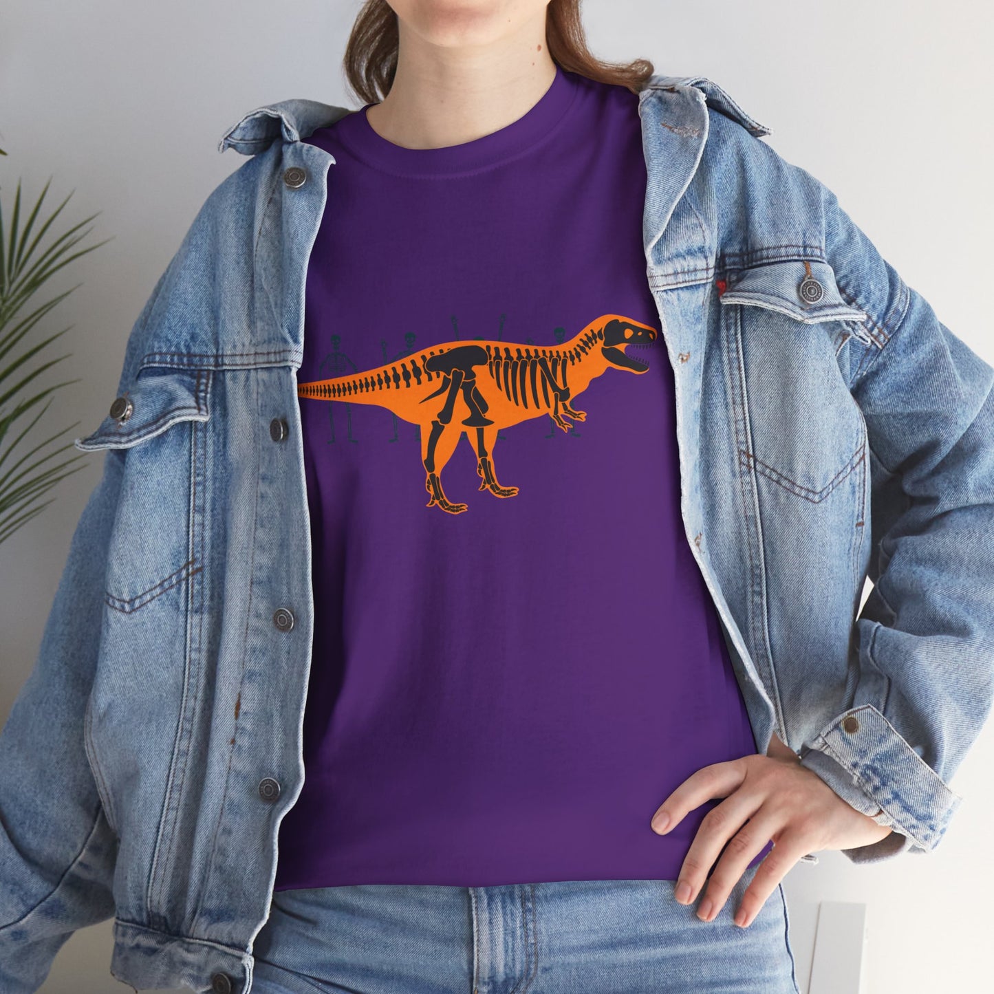 Dinosaur Graphic Tee — Retro Neon T-Rex & Skeleton Shirt