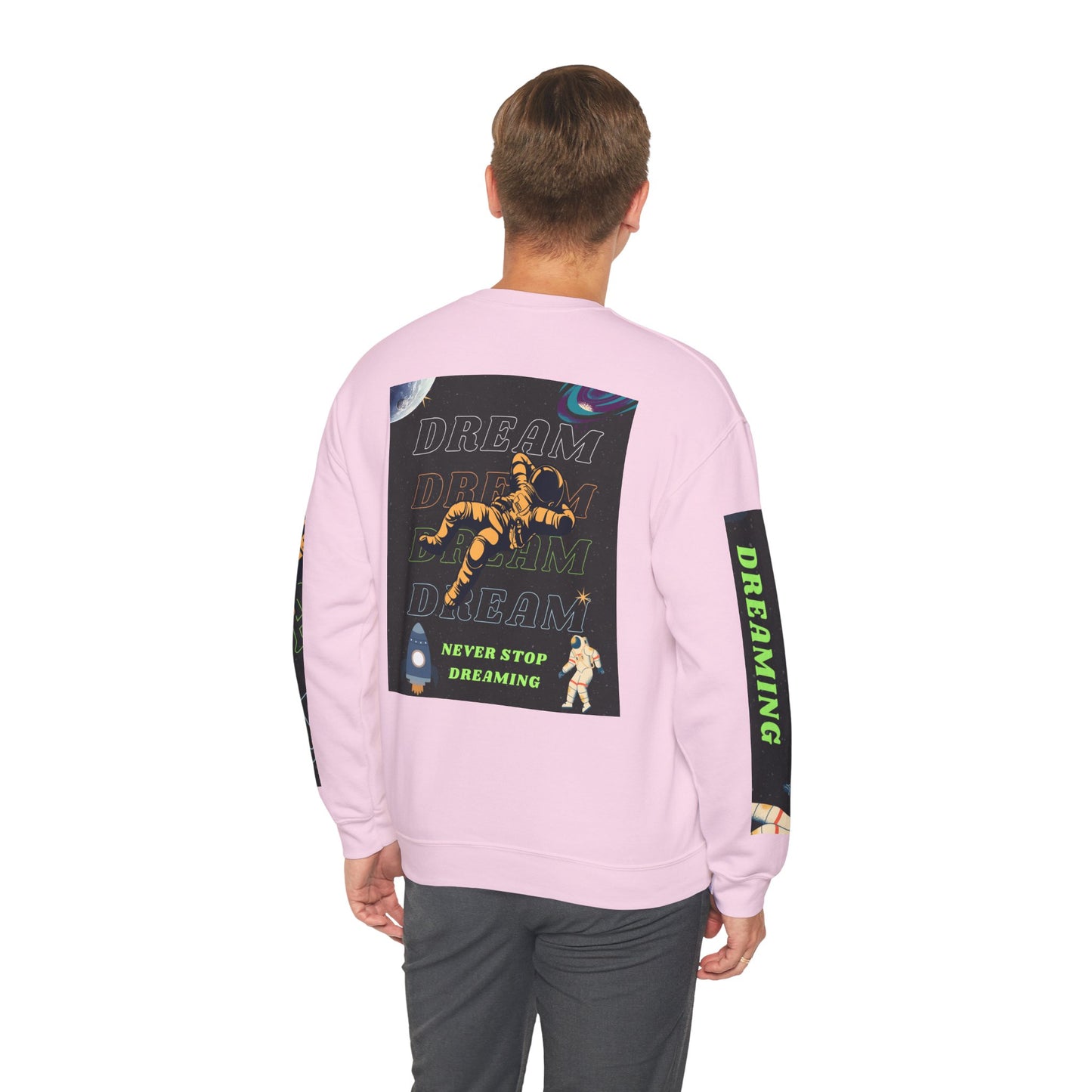 Space Crewneck Sweatshirt — “Seeking a New Planet for Life” Astronaut Graphic