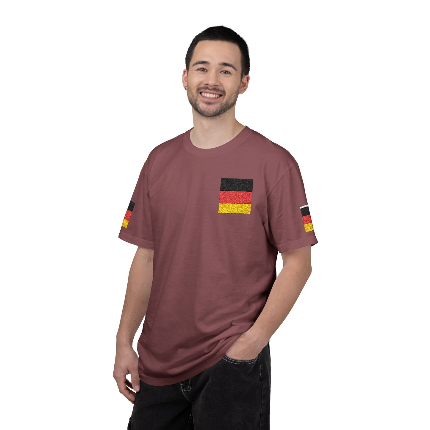 Germany Flag Pocket T-Shirt — German Pride Tee with Sleeve Flags