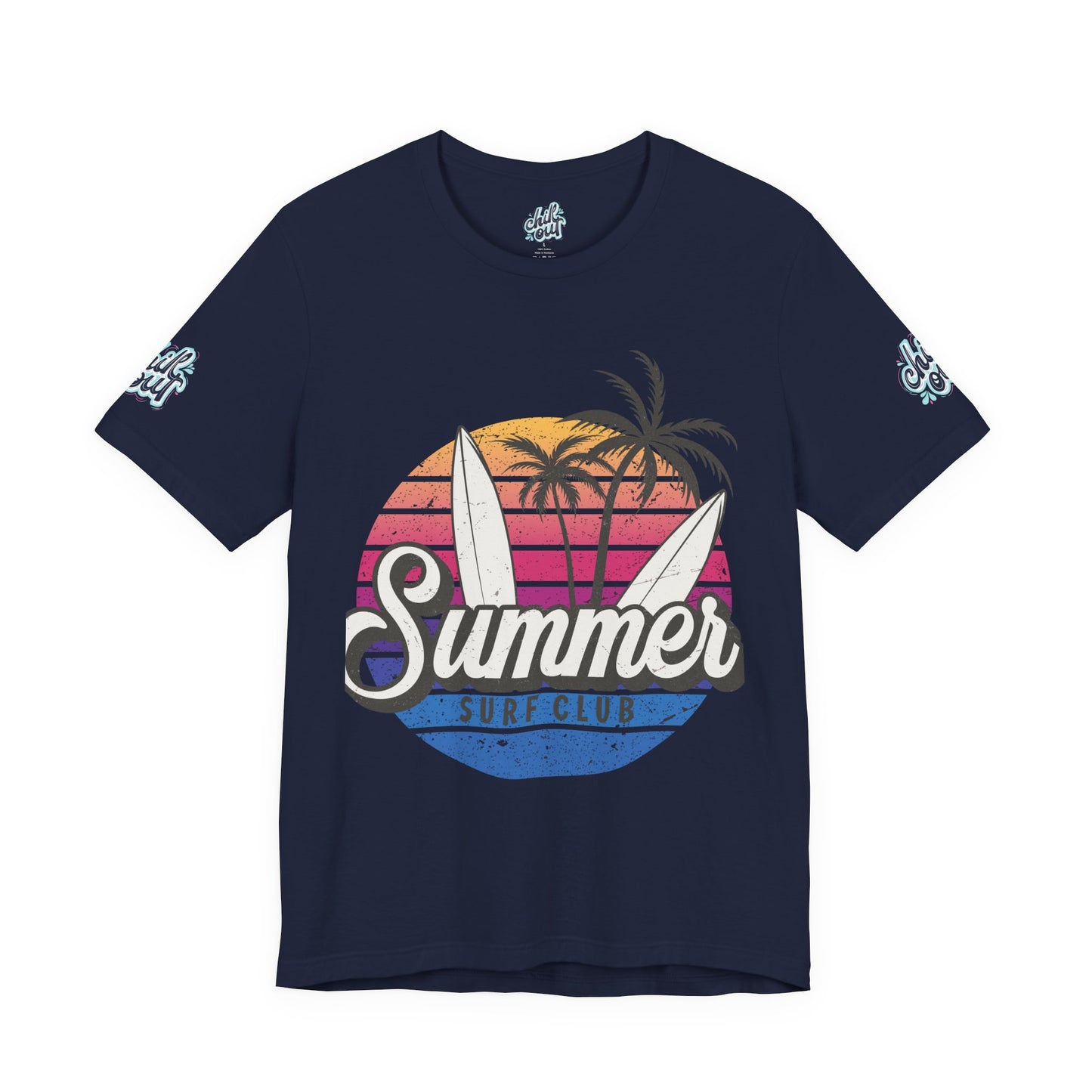 Summer Surf Tee – “Here Comes The Sun” Vintage Surfboard & Palm Graphic T-Shirt