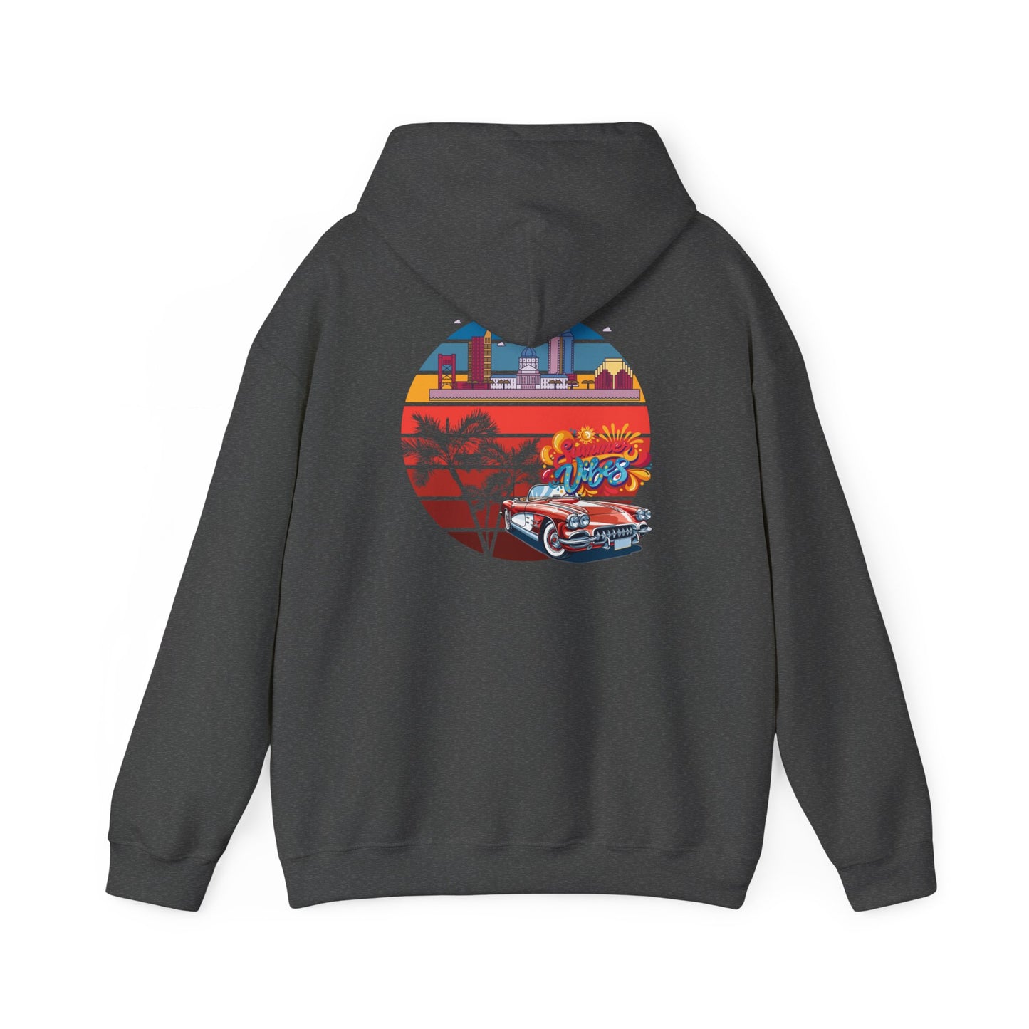 Los Angeles Retro Surf Hoodie — Vintage Sunset Car & Palm Tree Sweatshirt
