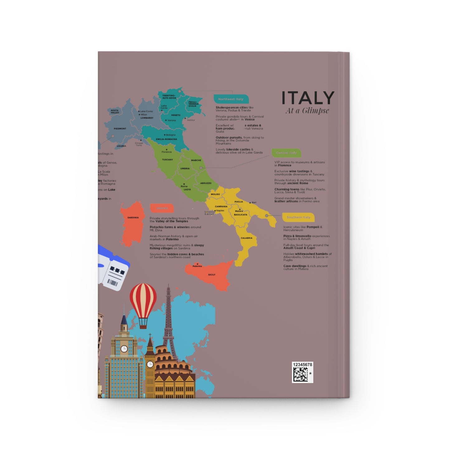 Travel Guide Hardcover Journal — Italy Map Traveler Notebook