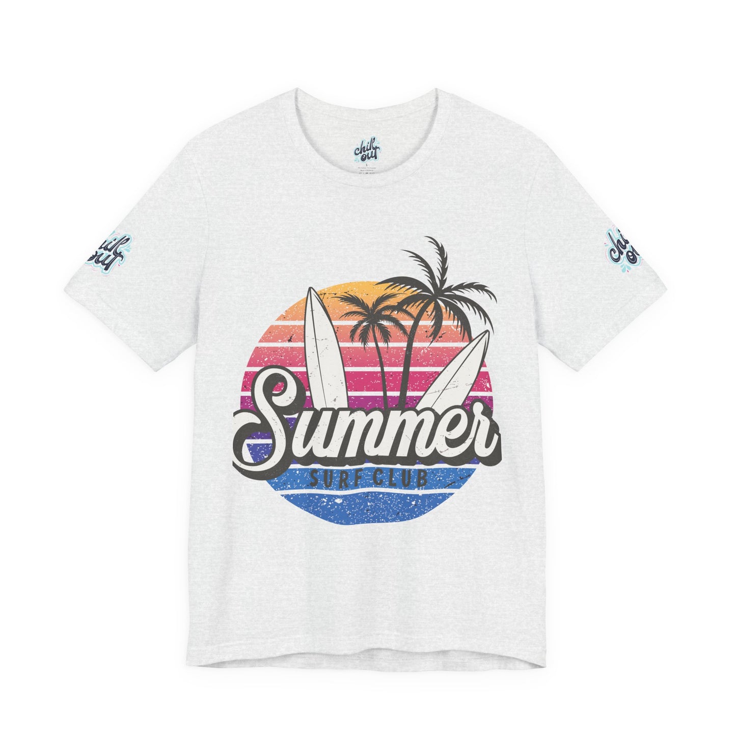 Summer Surf Tee – “Here Comes The Sun” Vintage Surfboard & Palm Graphic T-Shirt