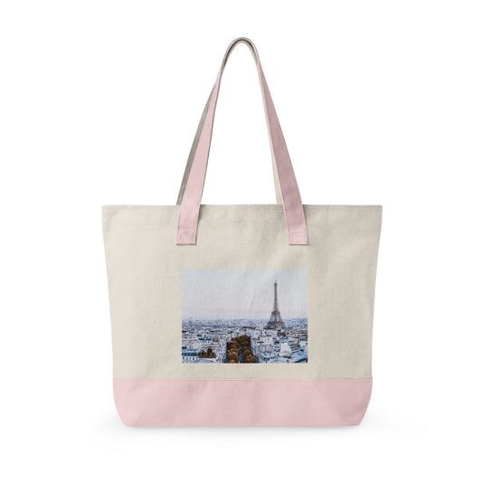 Canvas Tote Bag — Scenic Floral Meadow & River Photo Print Zippered Tote
