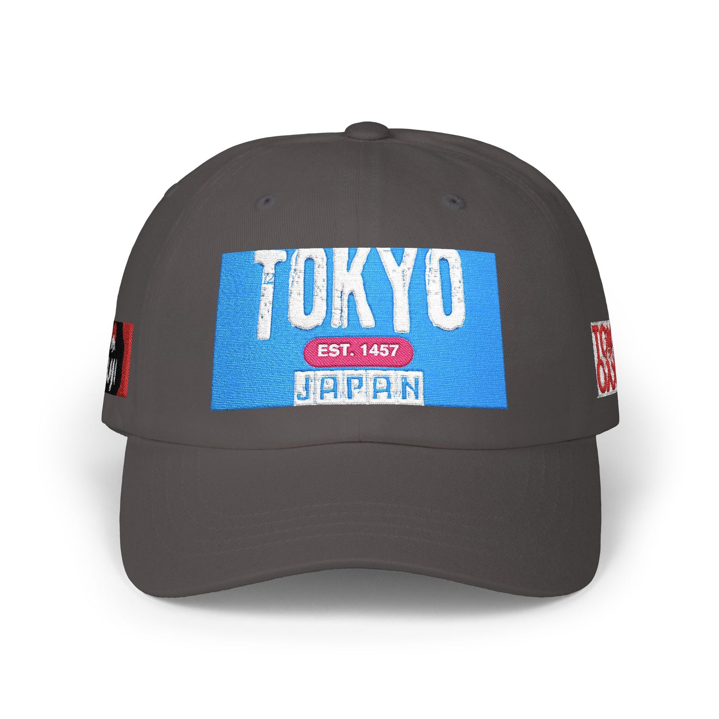 Tokyo Retro Patch Dad Cap – White Embroidered Travel Baseball Hat