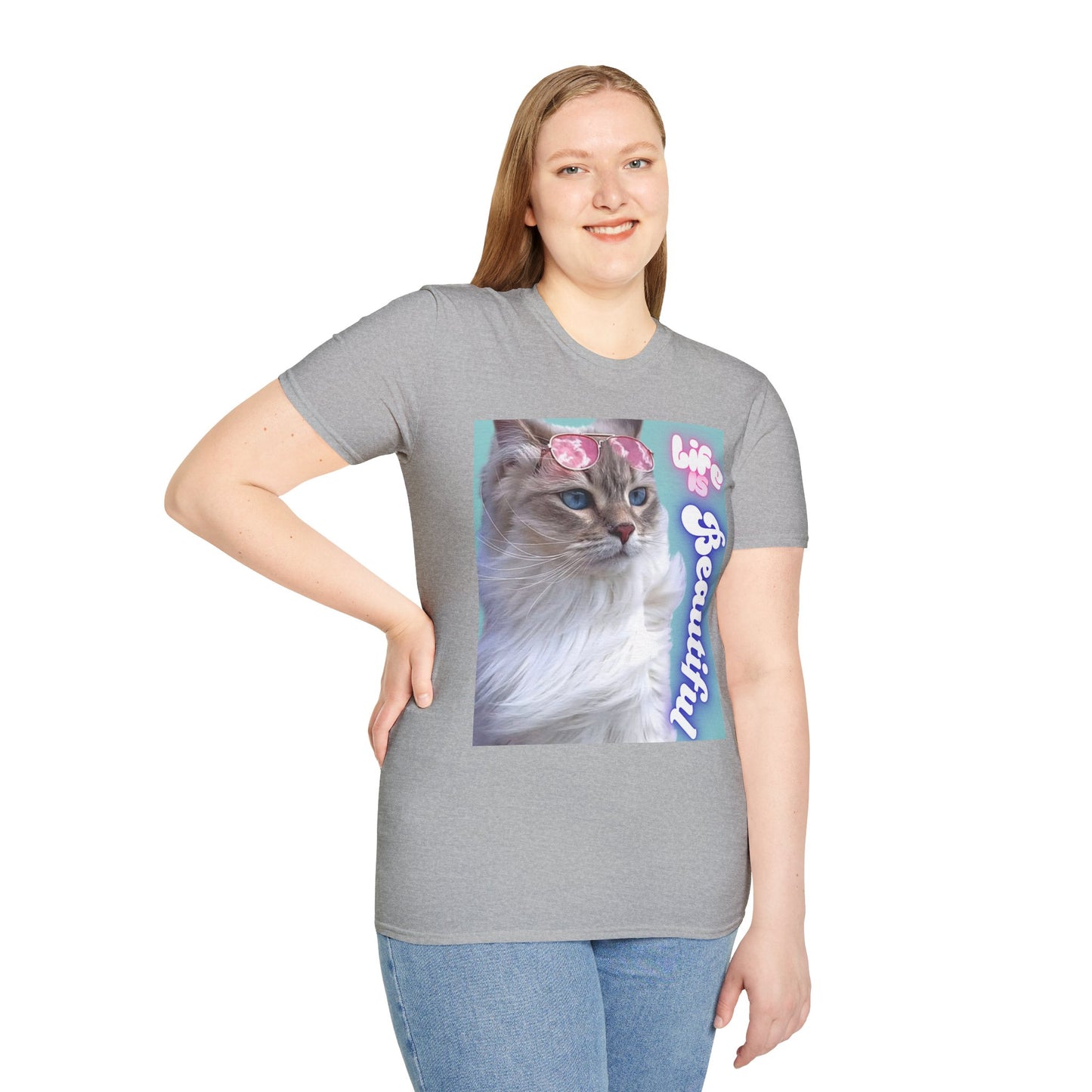 Life Is Beautiful Cat T-Shirt — Inspirational Cat Graphic Tee