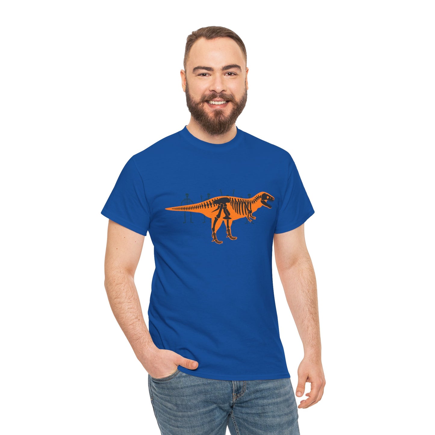 Dinosaur Graphic Tee — Retro Neon T-Rex & Skeleton Shirt