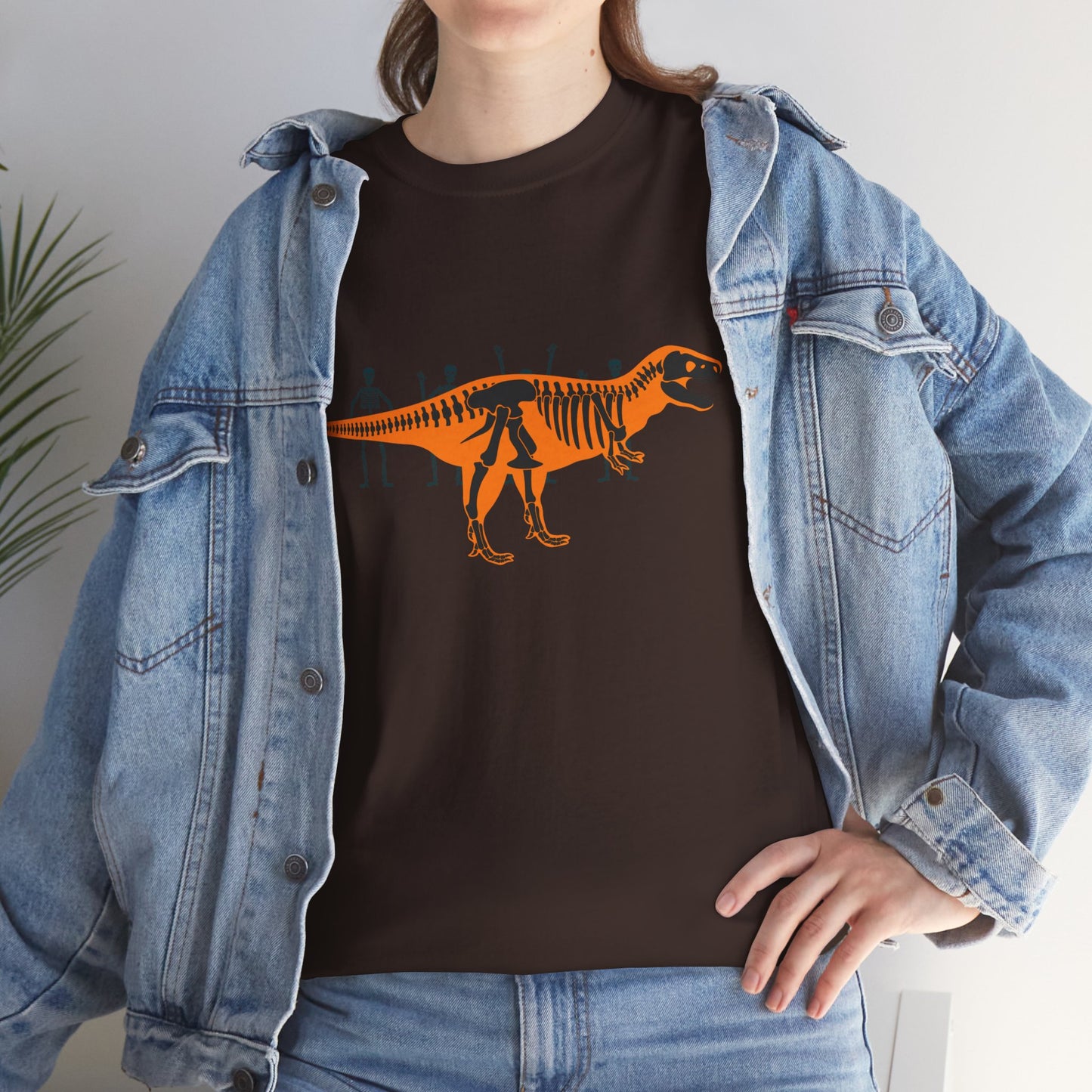 Dinosaur Graphic Tee — Retro Neon T-Rex & Skeleton Shirt