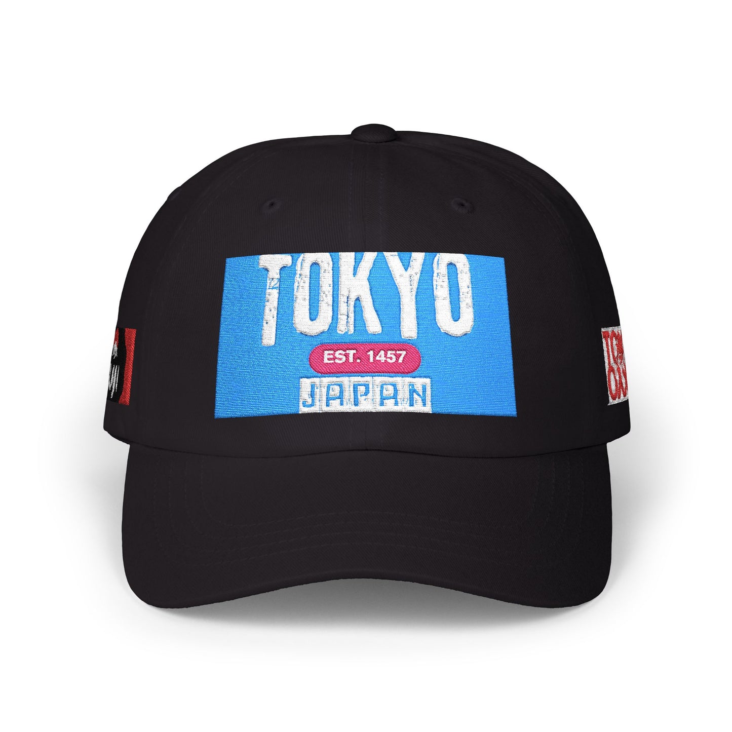 Tokyo Retro Patch Dad Cap – White Embroidered Travel Baseball Hat