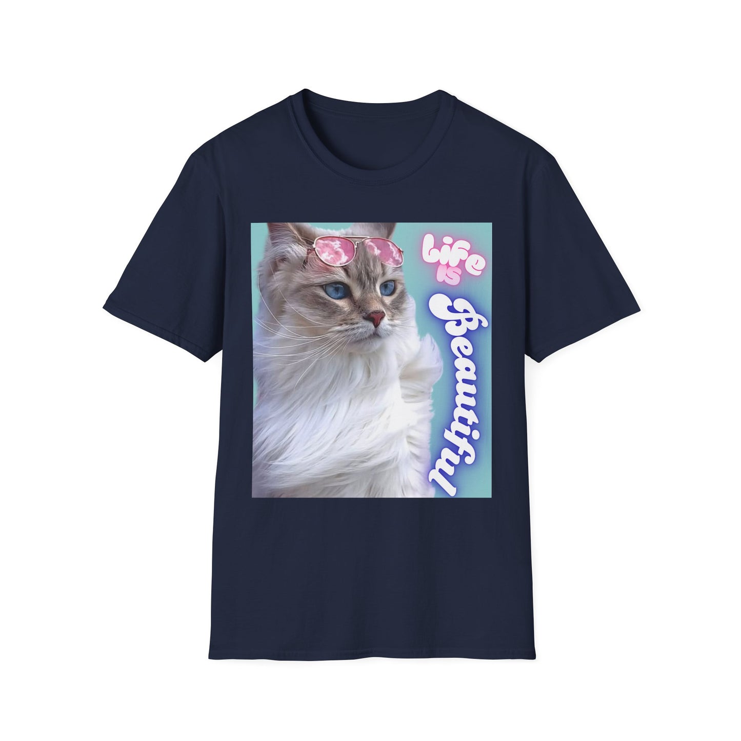 Life Is Beautiful Cat T-Shirt — Inspirational Cat Graphic Tee