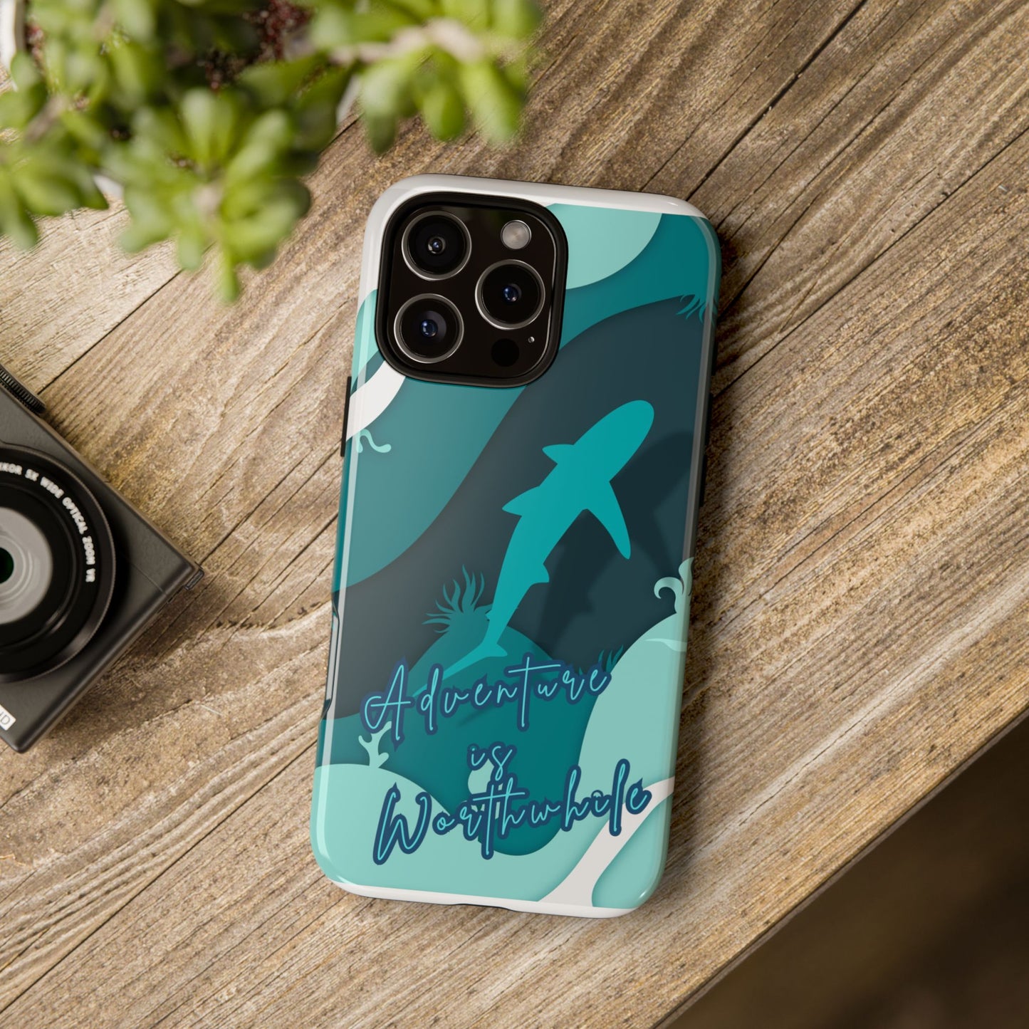 Blue Ocean Phone Case - "Adventure is Worthwhile" Teal Protective Cover