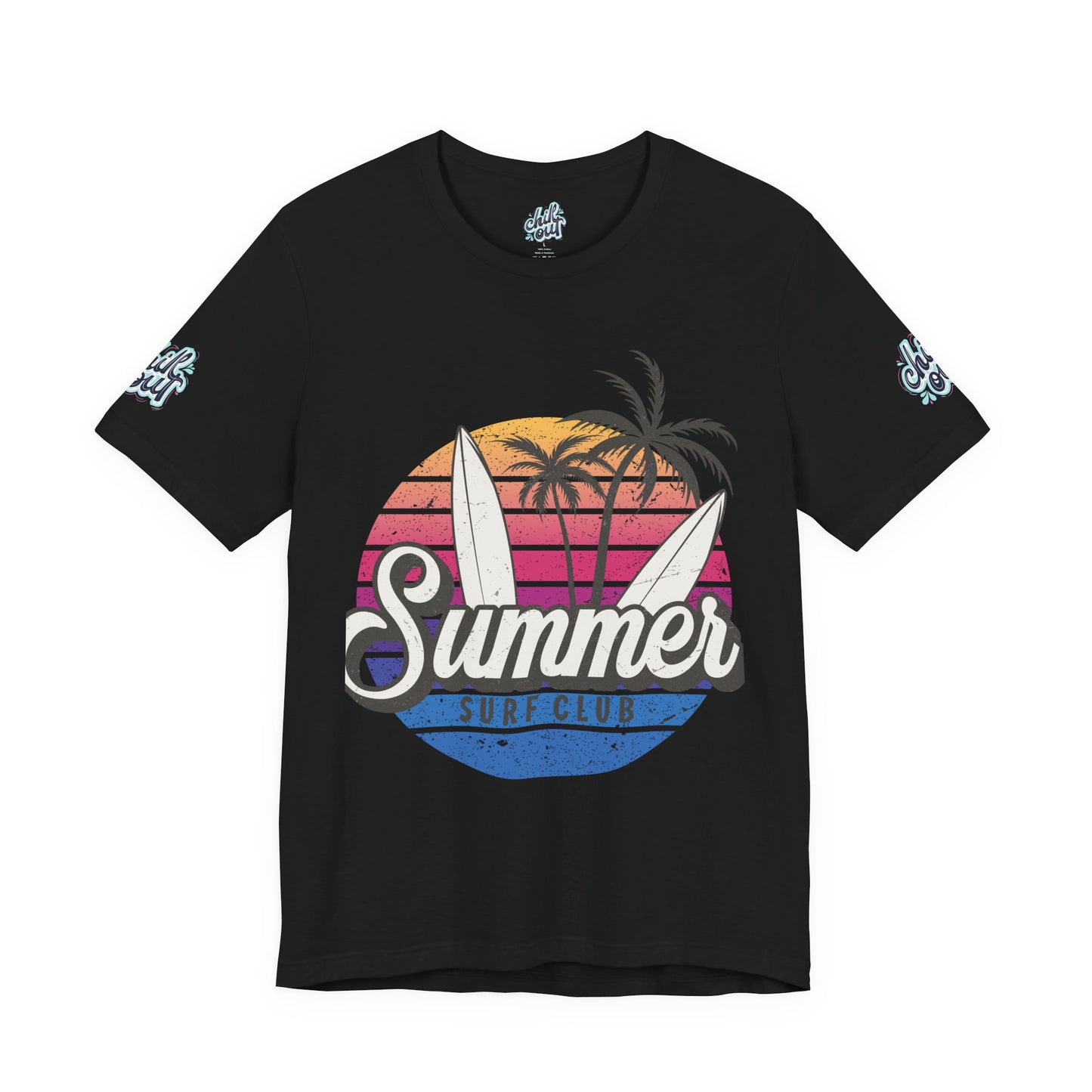 Summer Surf Tee – “Here Comes The Sun” Vintage Surfboard & Palm Graphic T-Shirt
