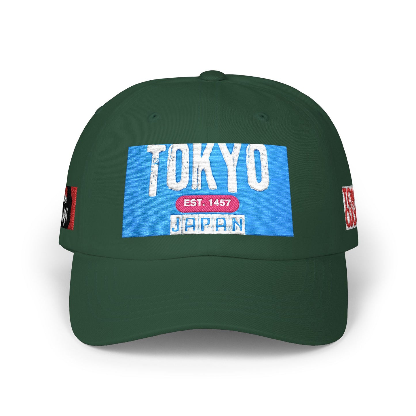 Tokyo Retro Patch Dad Cap – White Embroidered Travel Baseball Hat