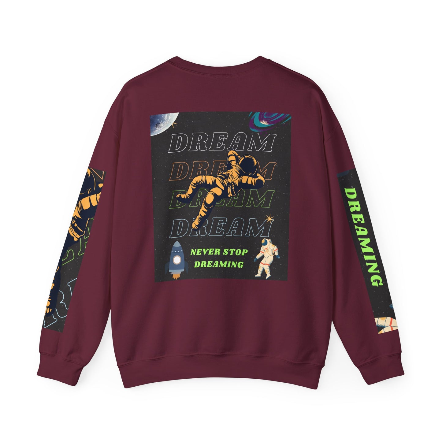 Space Crewneck Sweatshirt — “Seeking a New Planet for Life” Astronaut Graphic