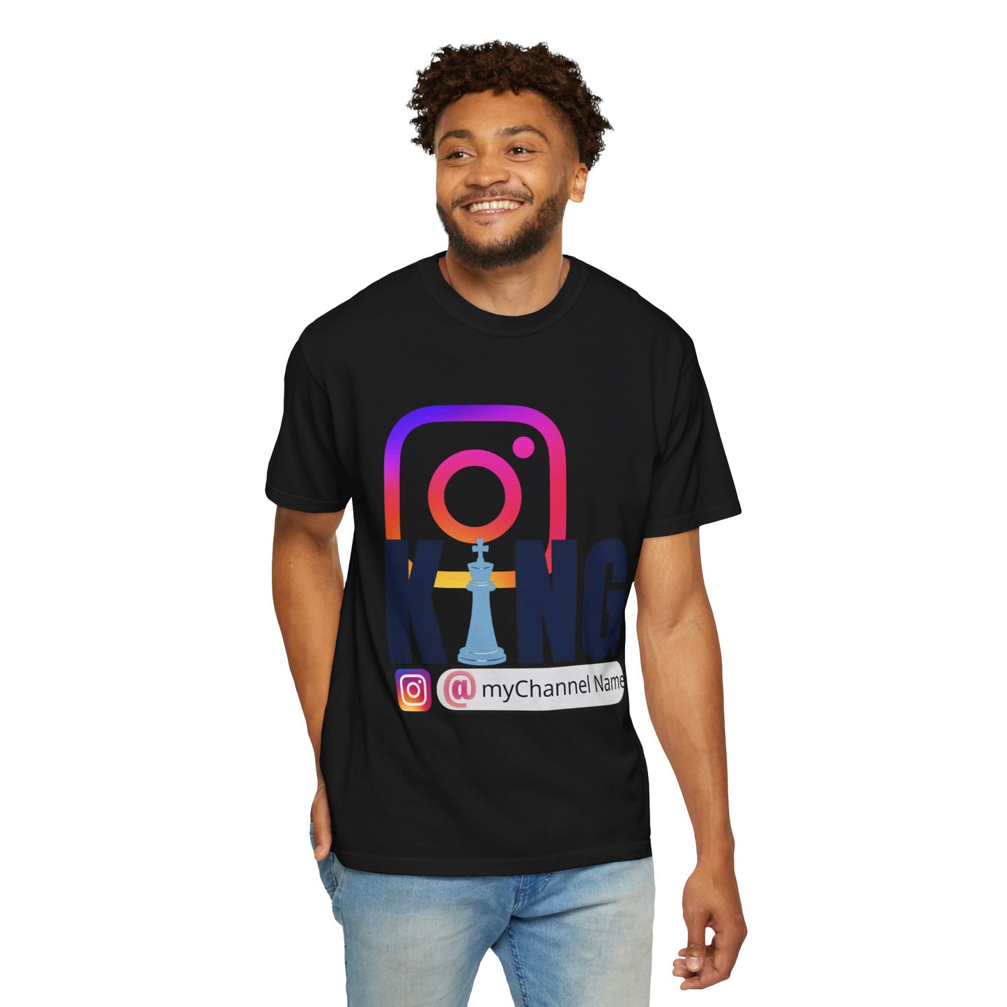 Instagram King T-Shirt — Custom @myChannel Name Social Media Tee