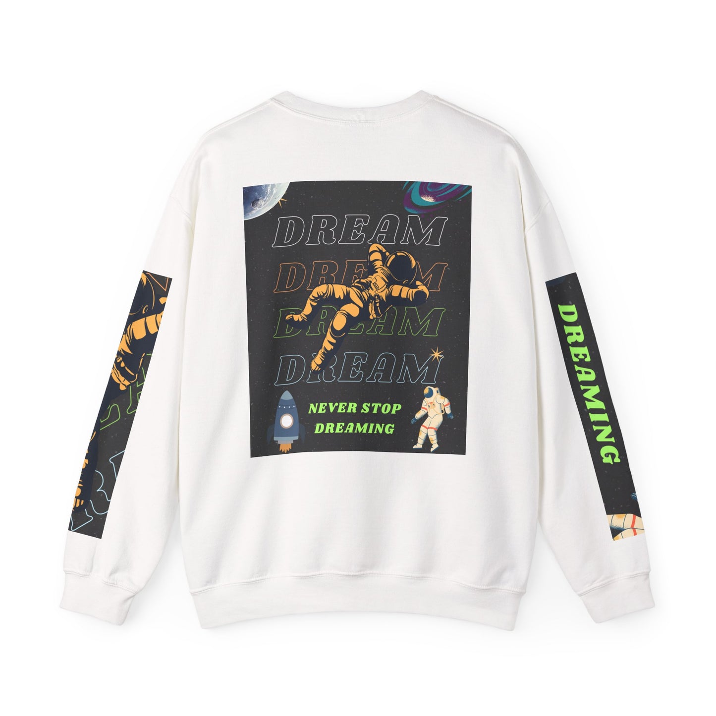 Space Crewneck Sweatshirt — “Seeking a New Planet for Life” Astronaut Graphic
