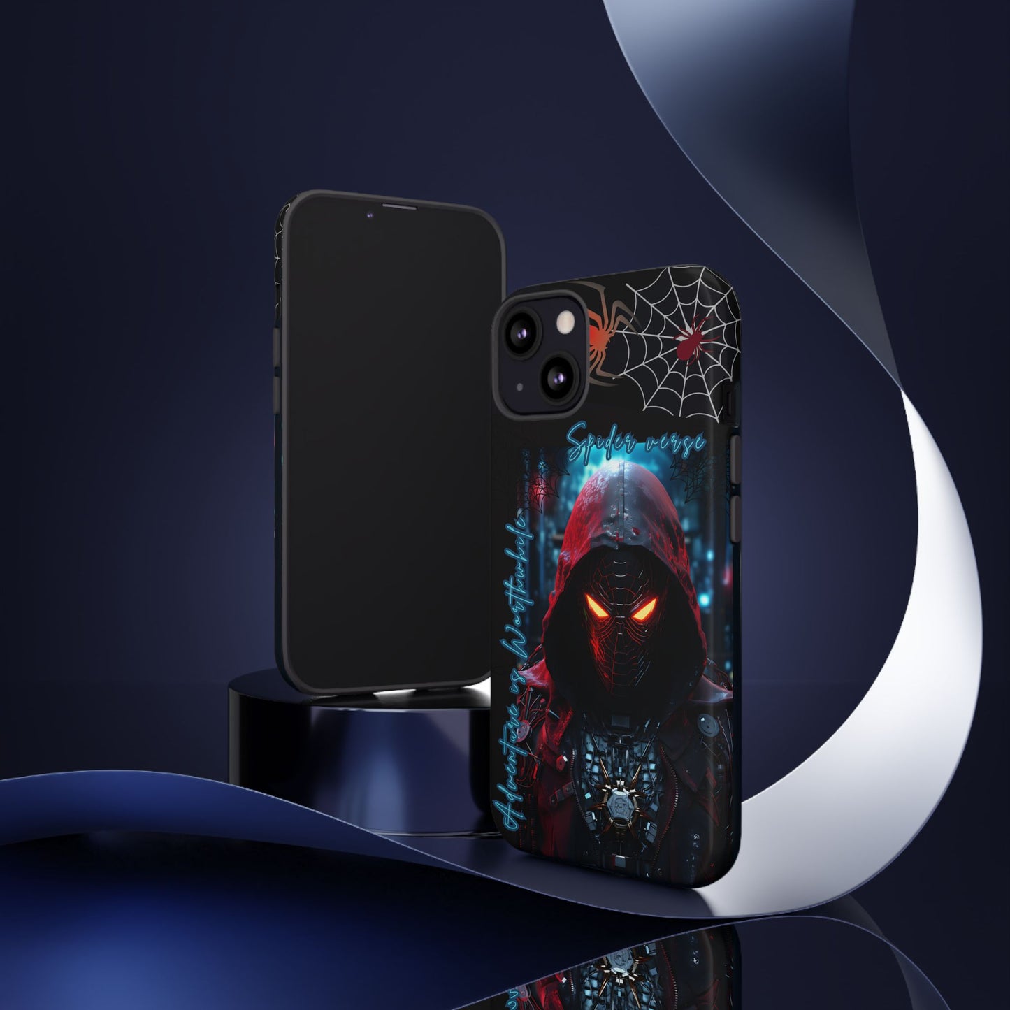 Spiderman Phone Case — Neon Hooded Skull Design "Spider verse"