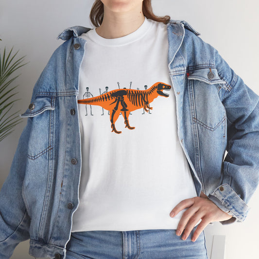 Dinosaur Graphic Tee — Retro Neon T-Rex & Skeleton Shirt