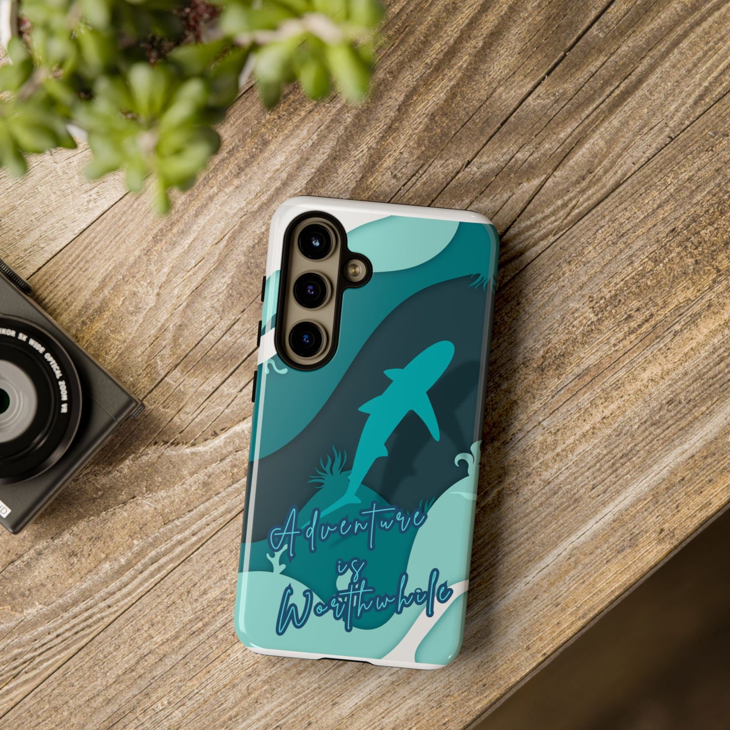 Blue Ocean Phone Case - "Adventure is Worthwhile" Teal Protective Cover