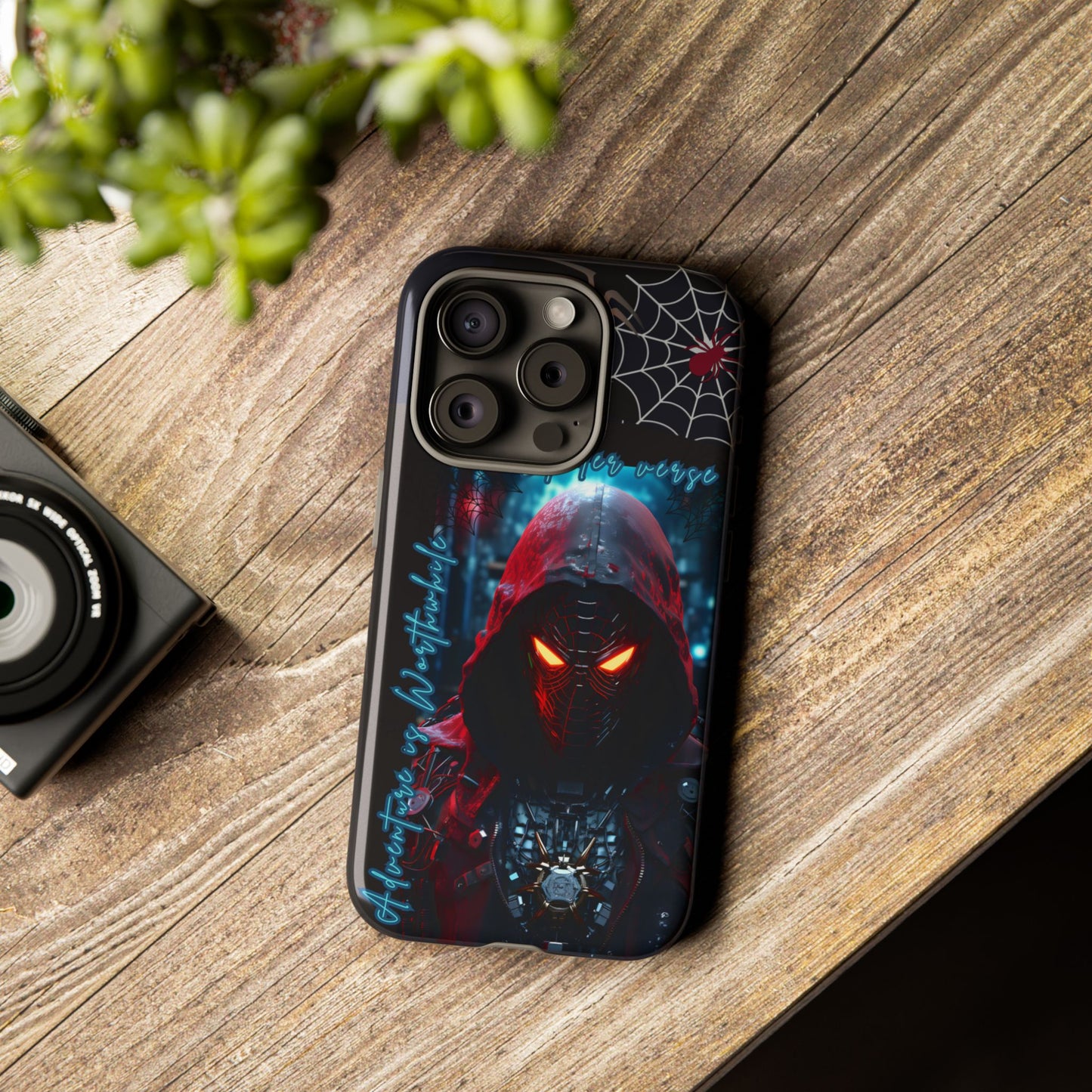 Spiderman Phone Case — Neon Hooded Skull Design "Spider verse"