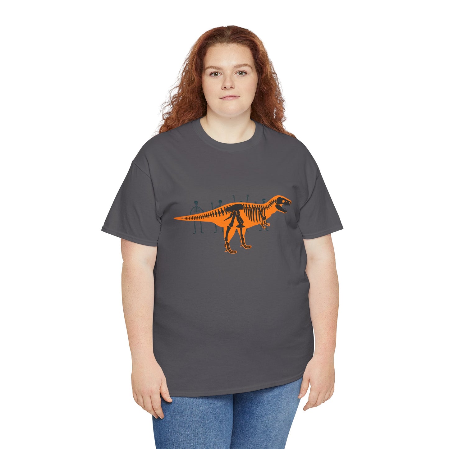 Dinosaur Graphic Tee — Retro Neon T-Rex & Skeleton Shirt