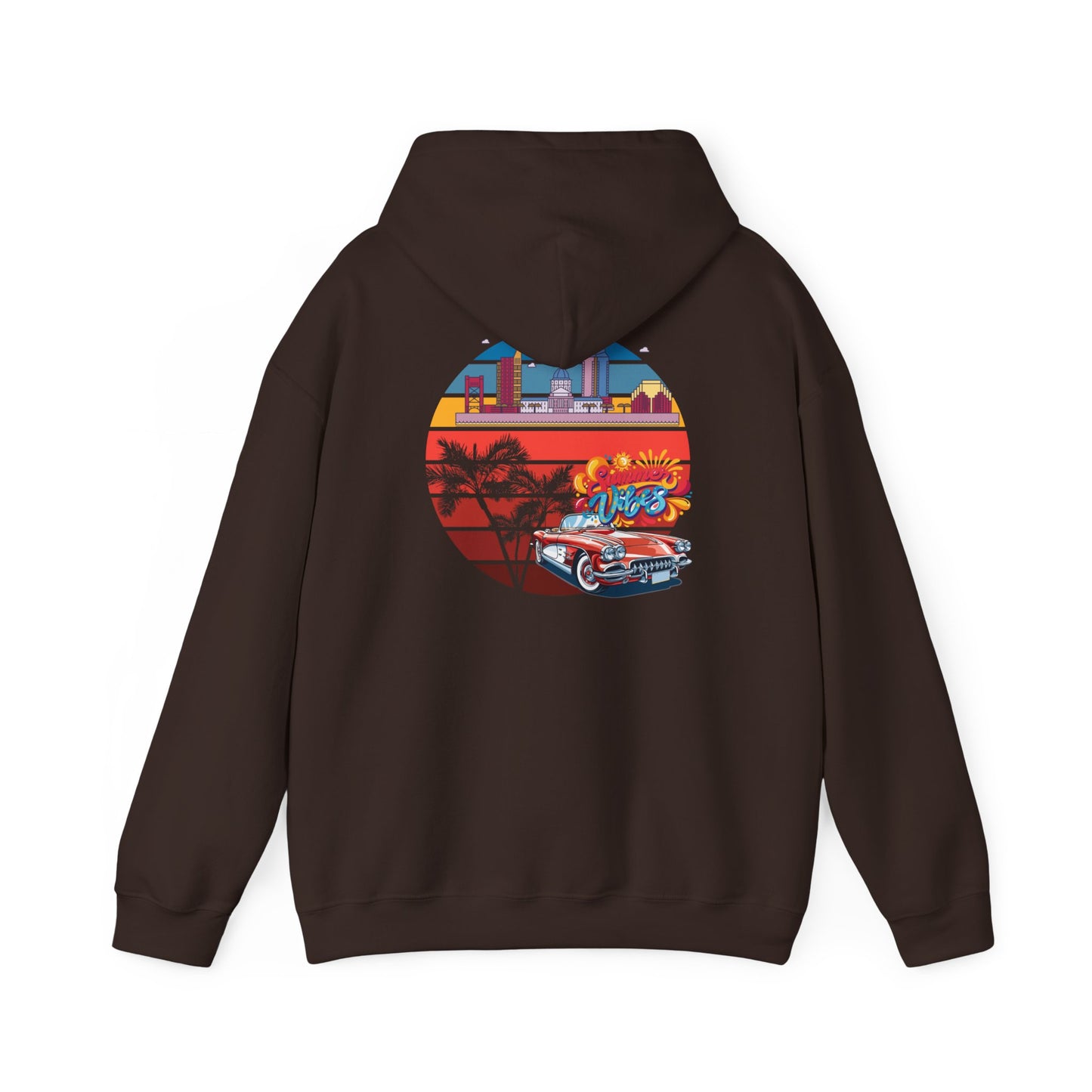 Los Angeles Retro Surf Hoodie — Vintage Sunset Car & Palm Tree Sweatshirt