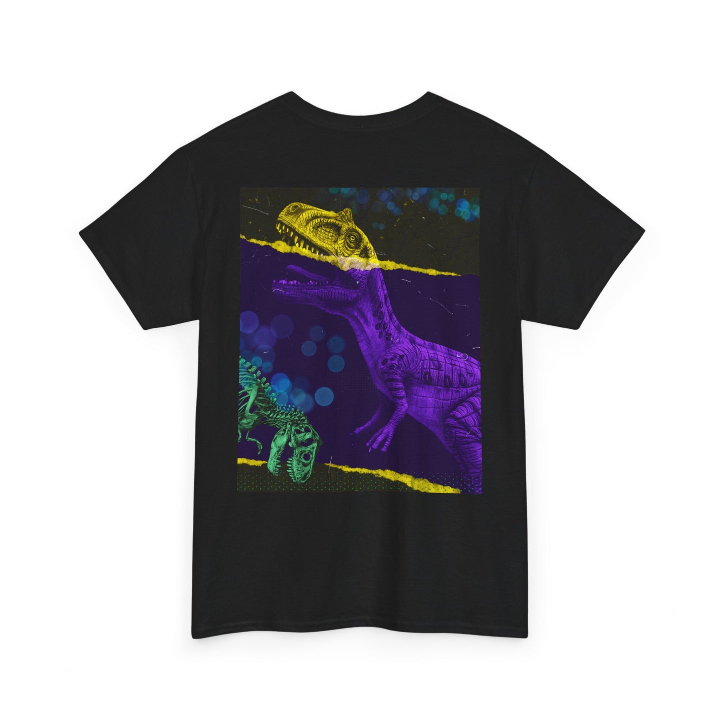 Dinosaur Graphic Tee — Retro Neon T-Rex & Skeleton Shirt