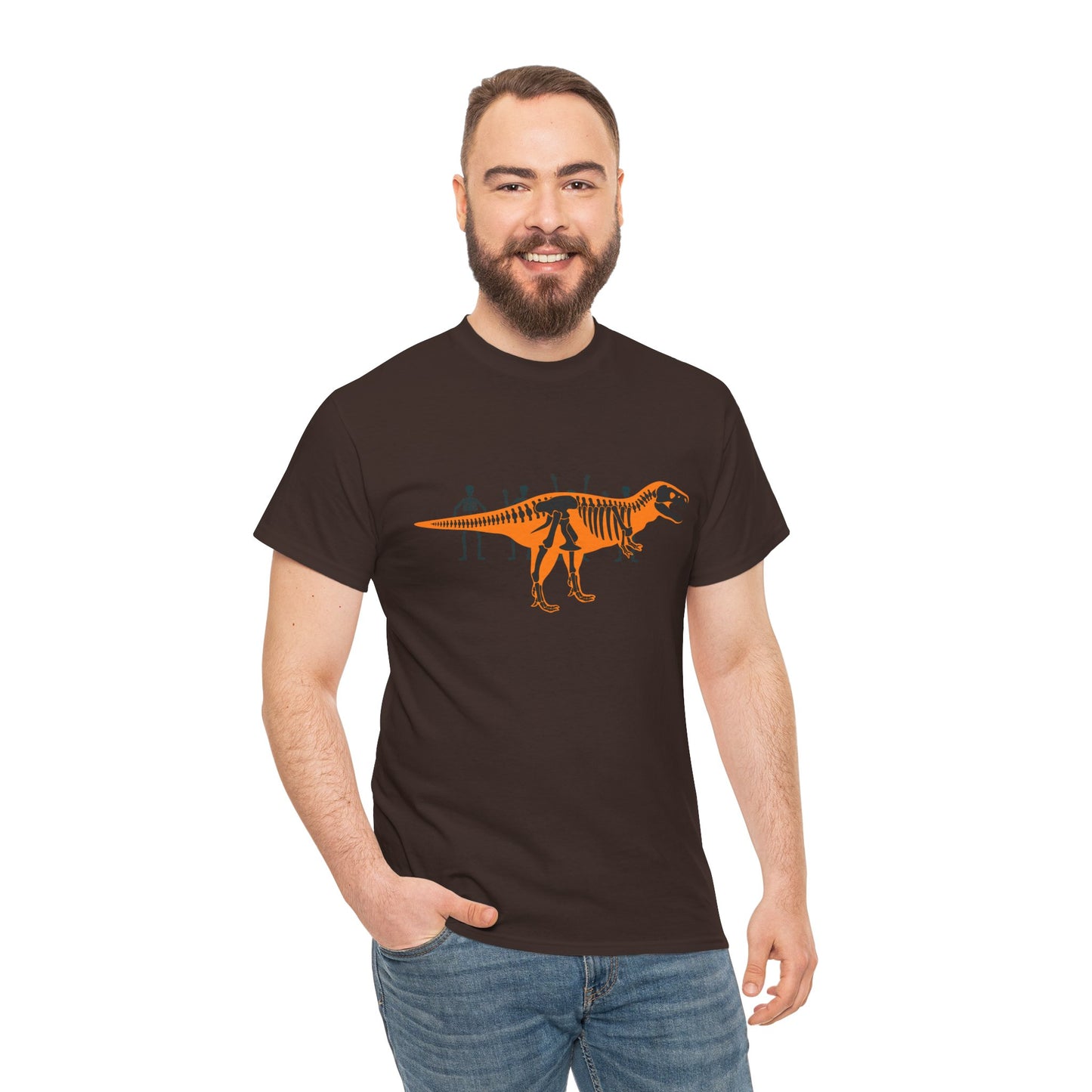 Dinosaur Graphic Tee — Retro Neon T-Rex & Skeleton Shirt