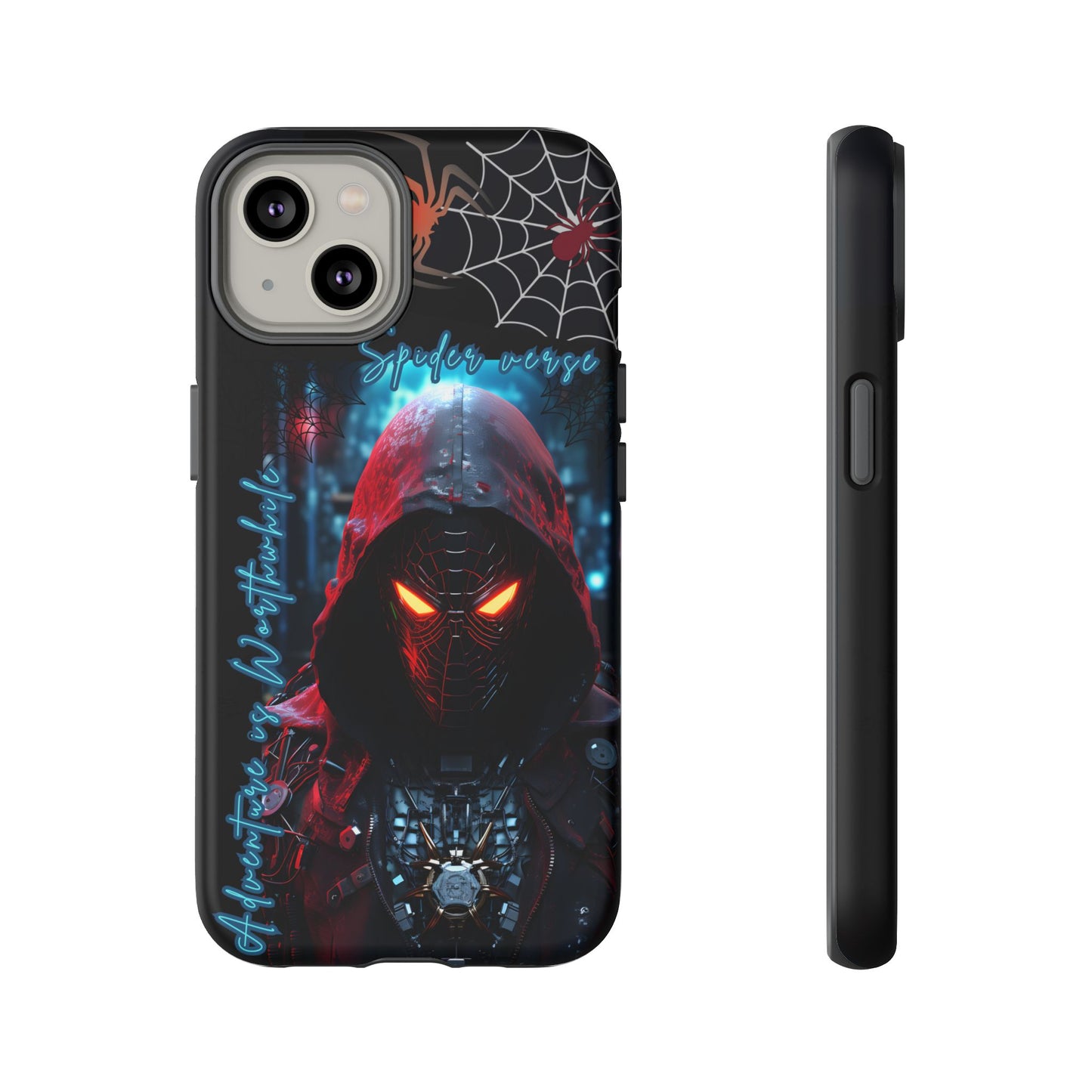 Spiderman Phone Case — Neon Hooded Skull Design "Spider verse"