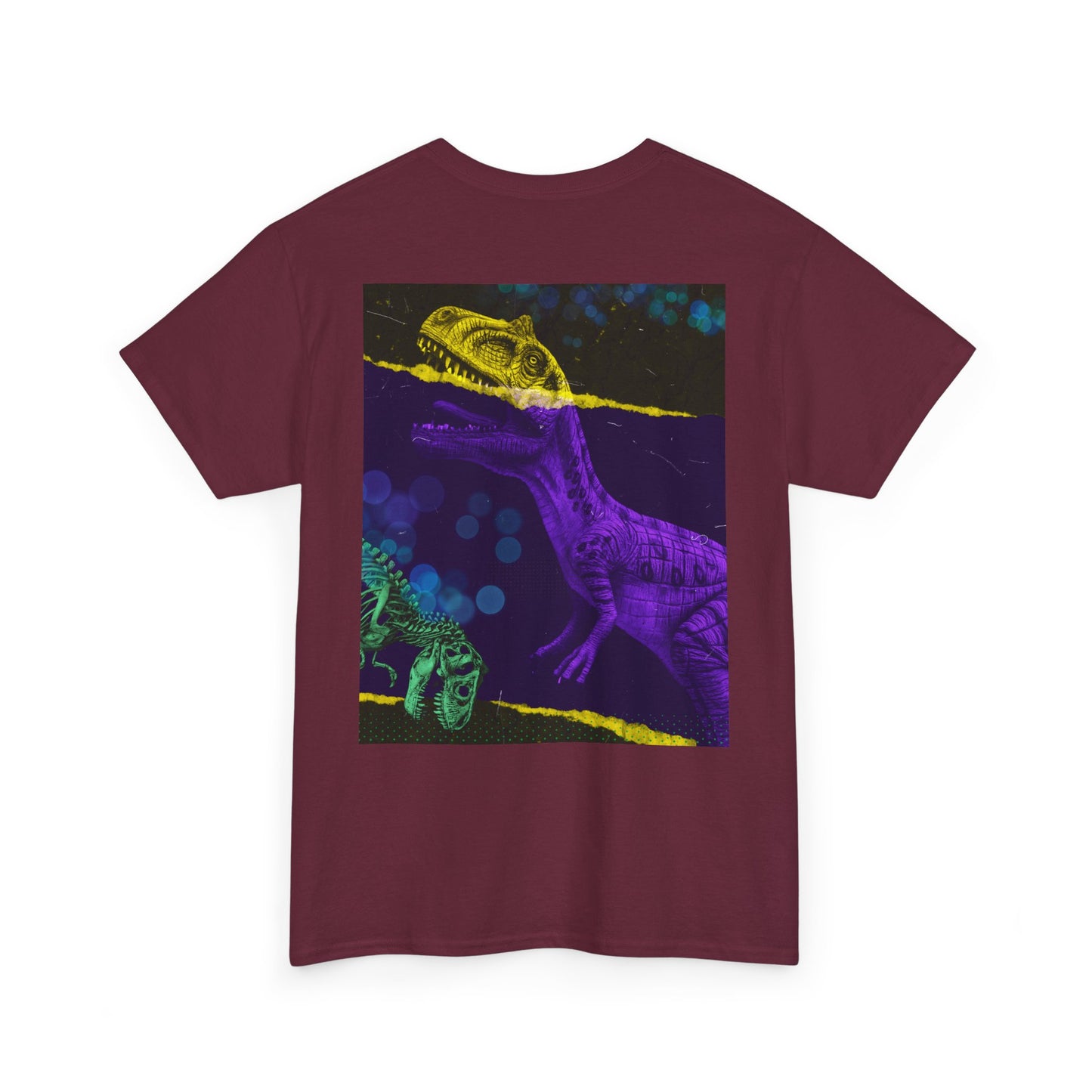 Dinosaur Graphic Tee — Retro Neon T-Rex & Skeleton Shirt