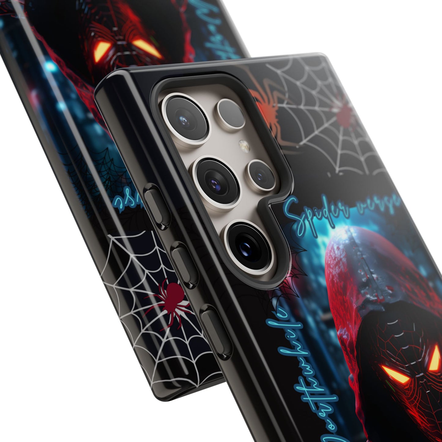 Spiderman Phone Case — Neon Hooded Skull Design "Spider verse"