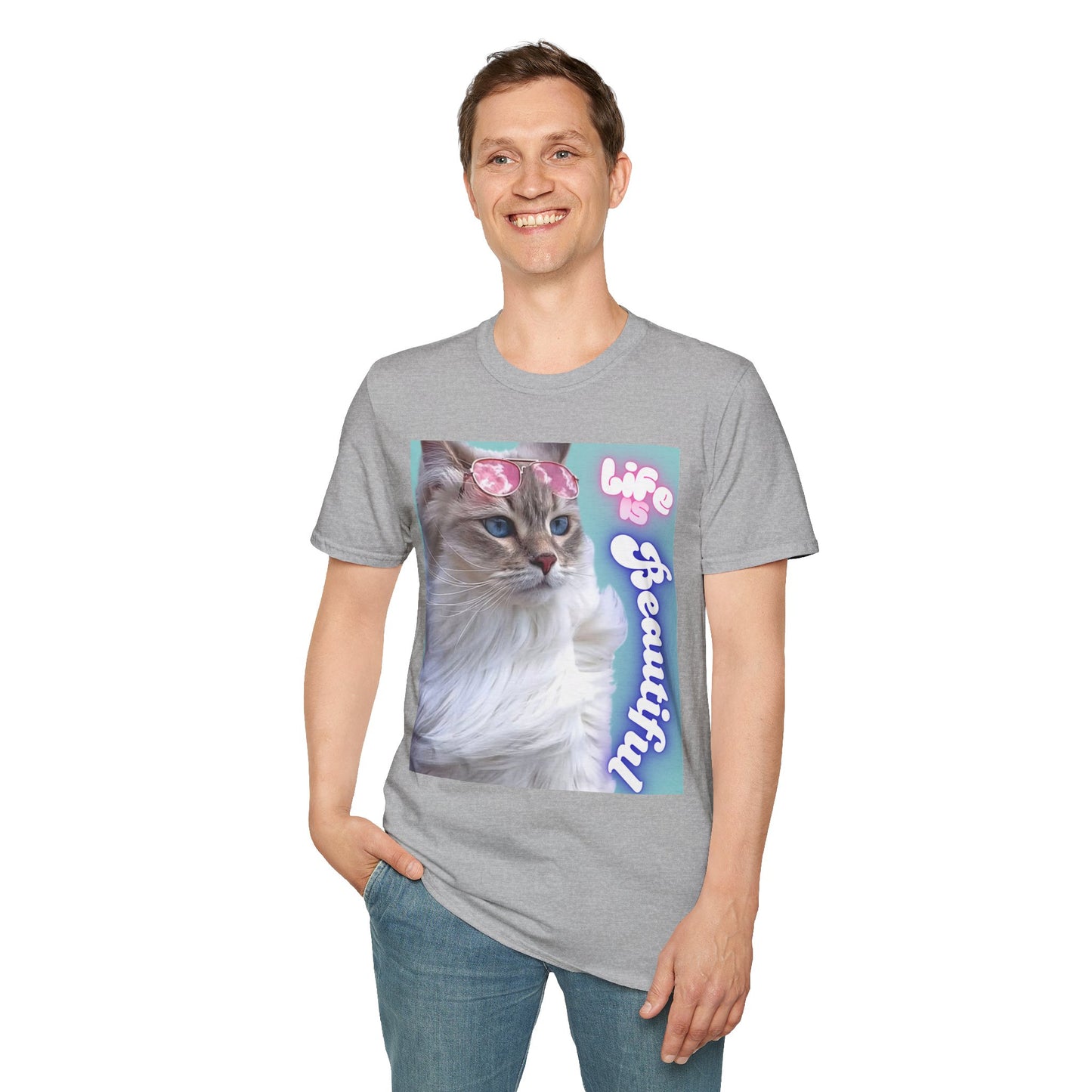 Life Is Beautiful Cat T-Shirt — Inspirational Cat Graphic Tee