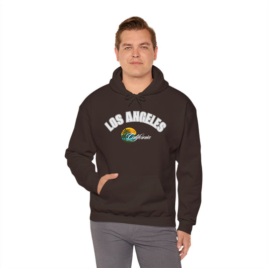 Los Angeles Retro Surf Hoodie — Vintage Sunset Car & Palm Tree Sweatshirt