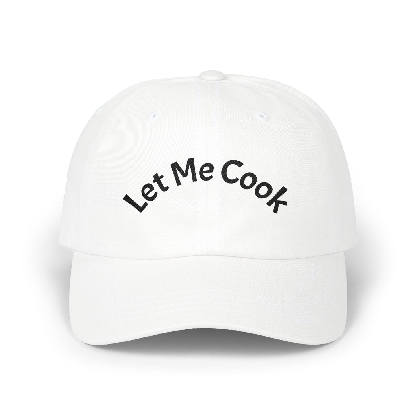 Let Me Cook Dad Cap — Embroidered White Baseball Hat for Cooks & Grillers