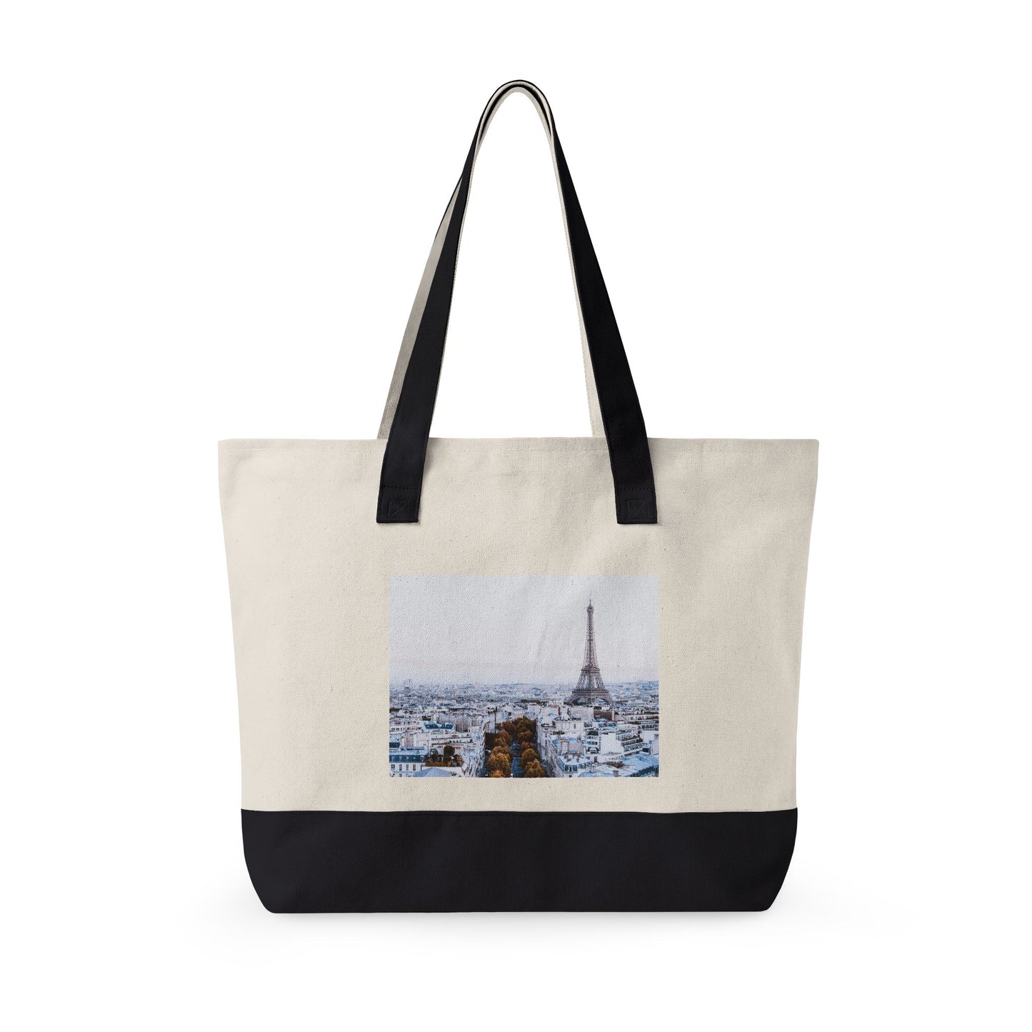 Canvas Tote Bag — Scenic Floral Meadow & River Photo Print Zippered Tote