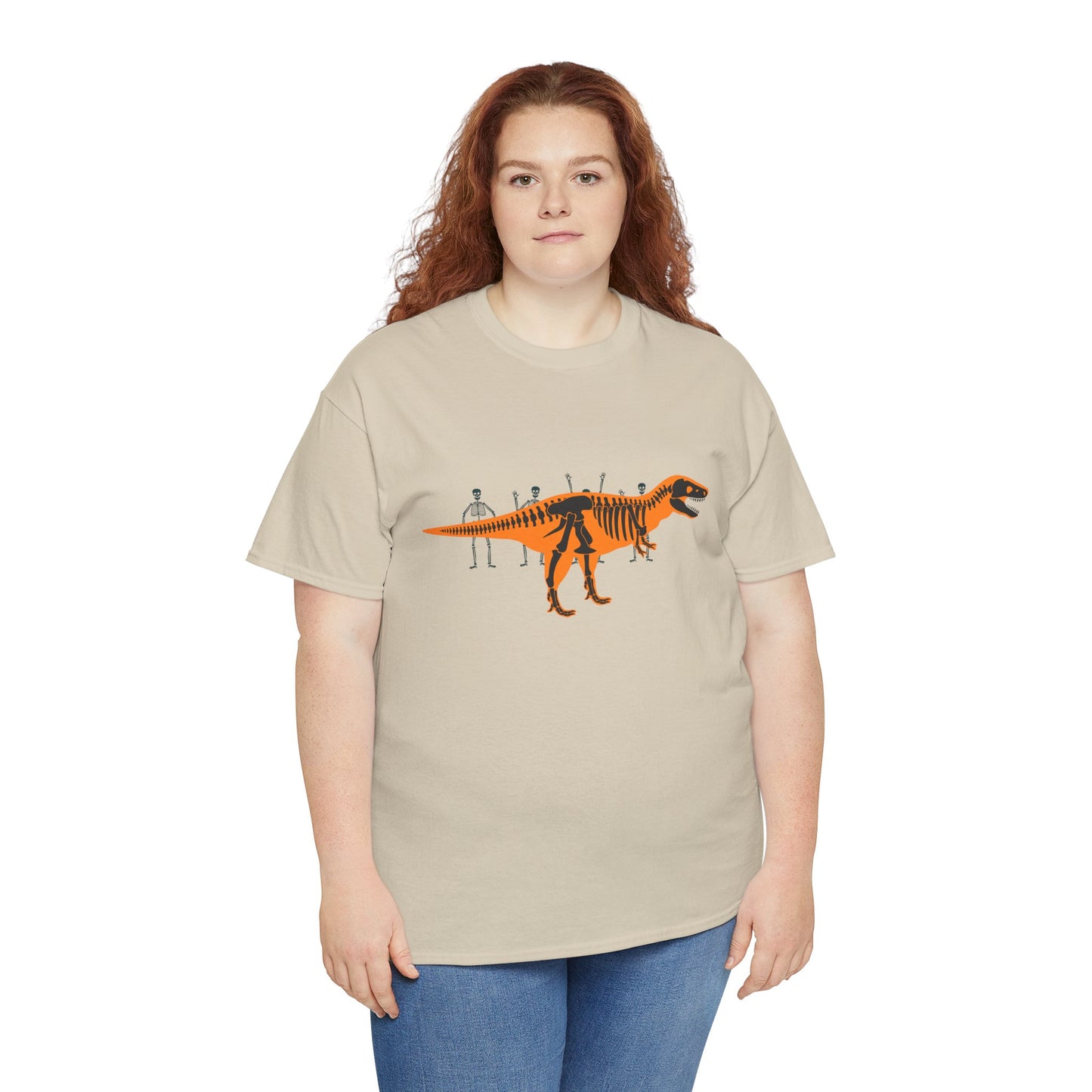 Dinosaur Graphic Tee — Retro Neon T-Rex & Skeleton Shirt