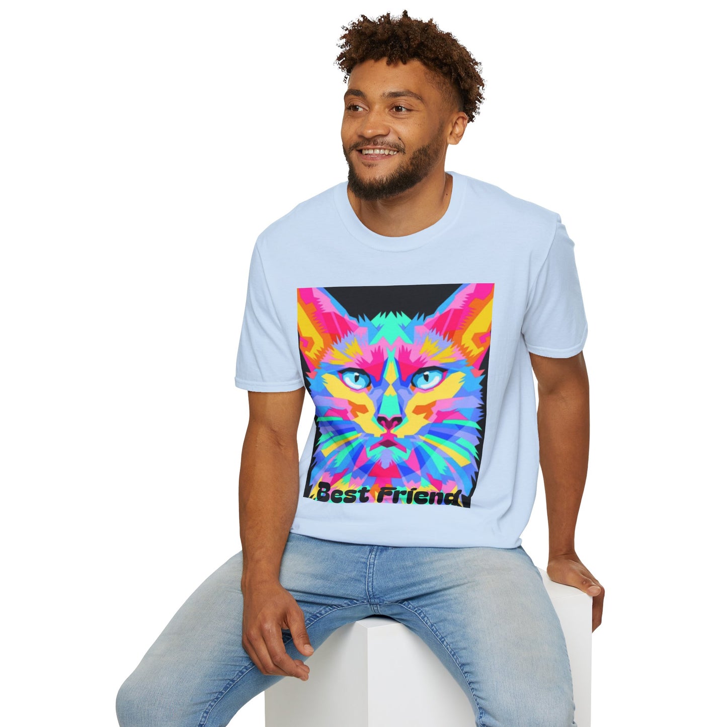 Colorful Pop Art Cat T-Shirt — "Best Friend" Graphic Tee