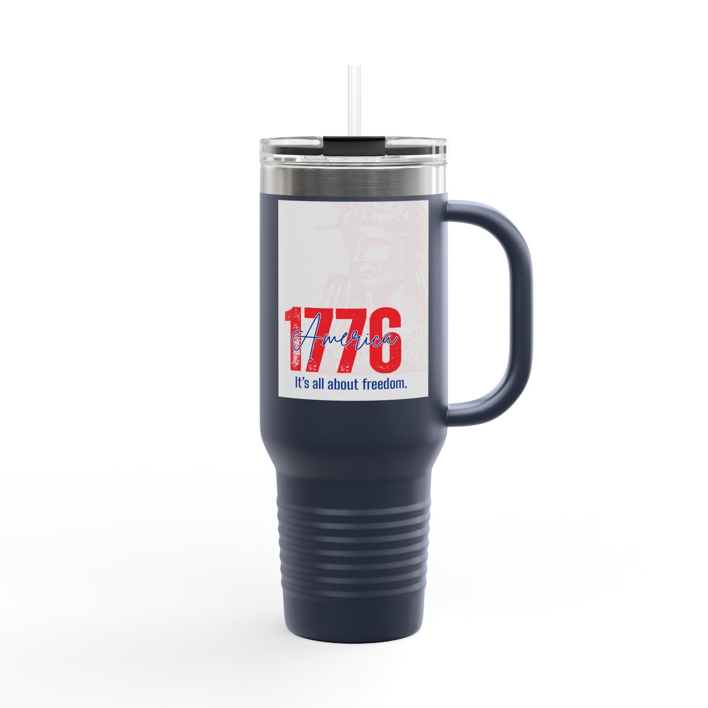 40oz Insulated Travel Mug — American Flag Patriotic Stainless Steel Tumbler