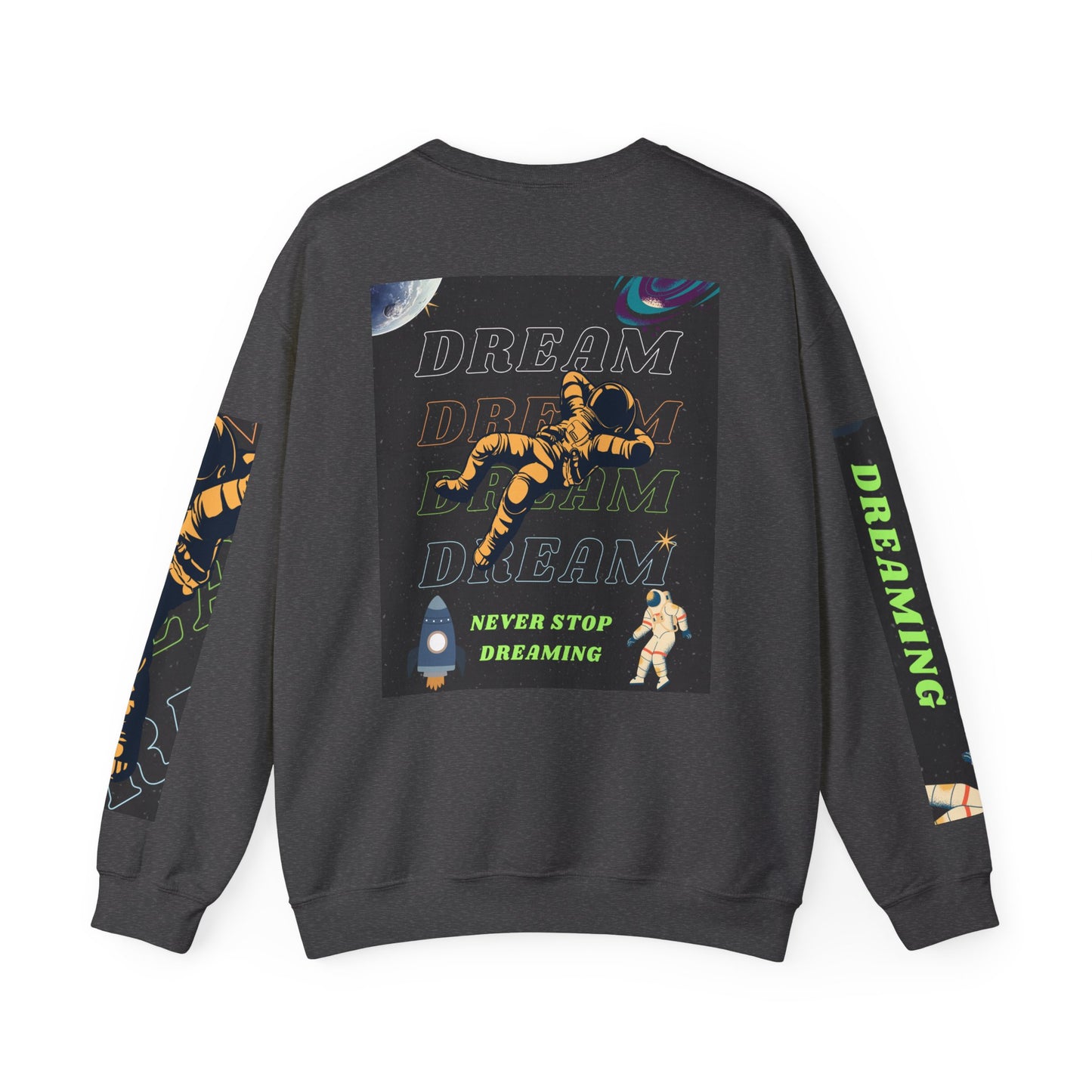 Space Crewneck Sweatshirt — “Seeking a New Planet for Life” Astronaut Graphic