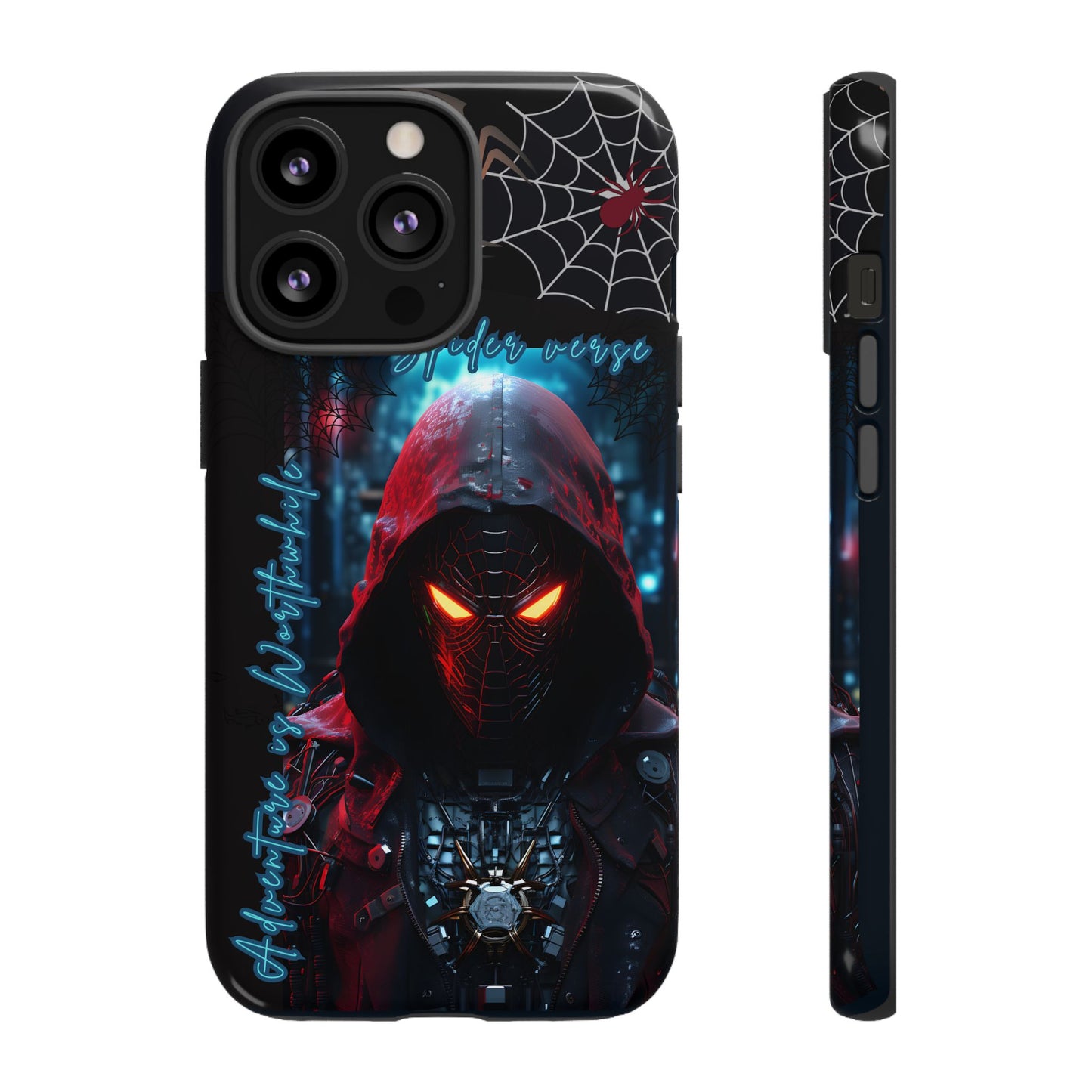 Spiderman Phone Case — Neon Hooded Skull Design "Spider verse"
