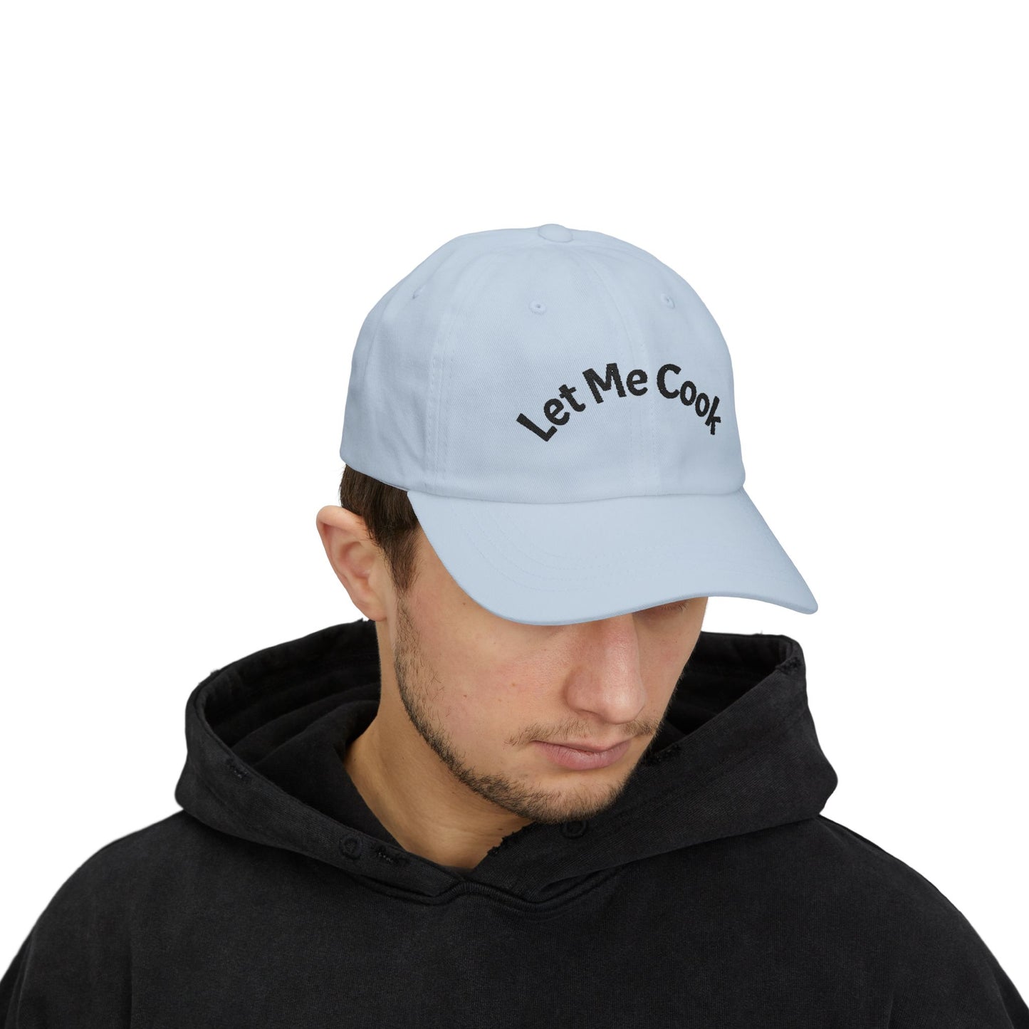 Let Me Cook Dad Cap — Embroidered White Baseball Hat for Cooks & Grillers