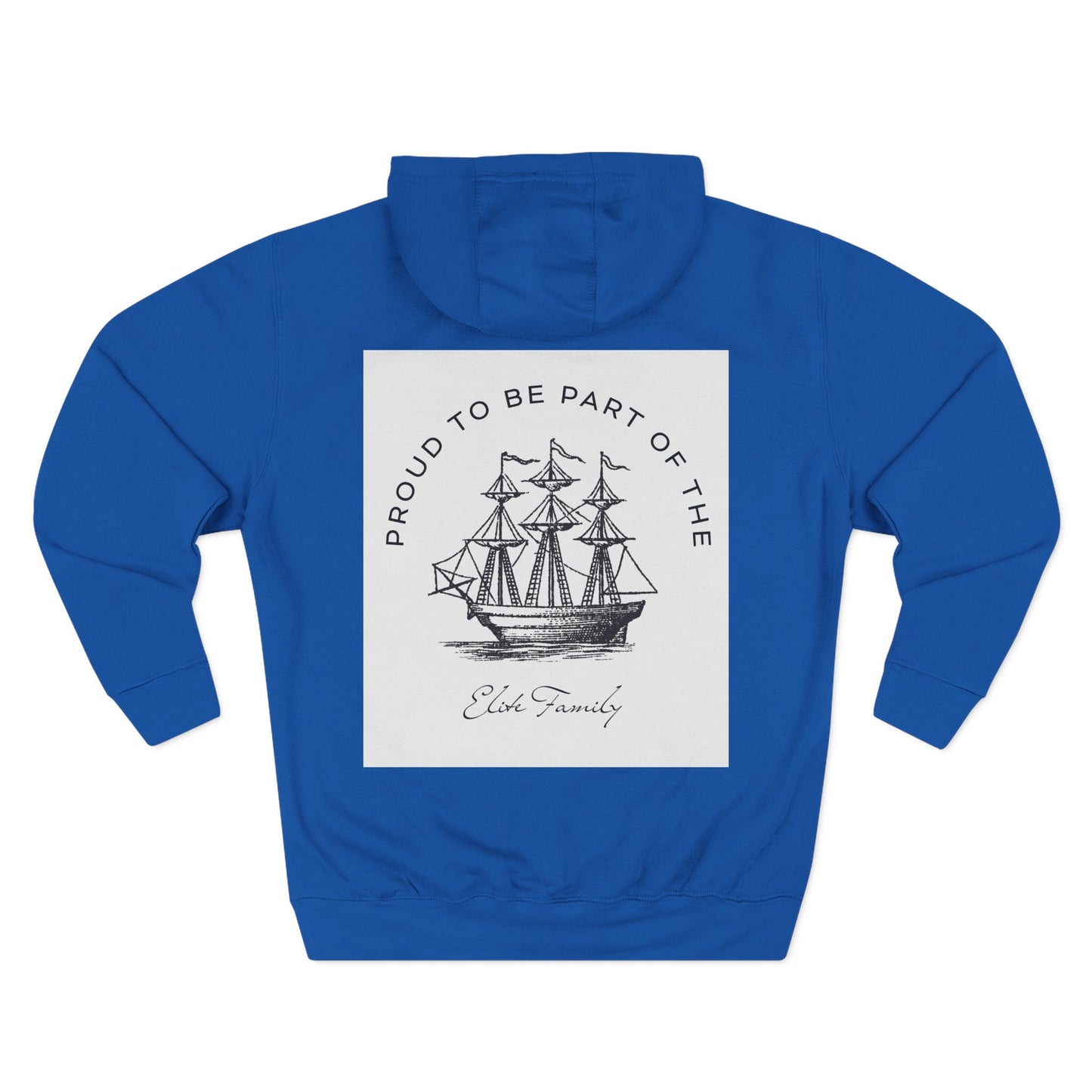 Three-Panel Fleece Hoodie — Vintage Ship Graphic & "Where Compassion Meets Action" Motivational Design