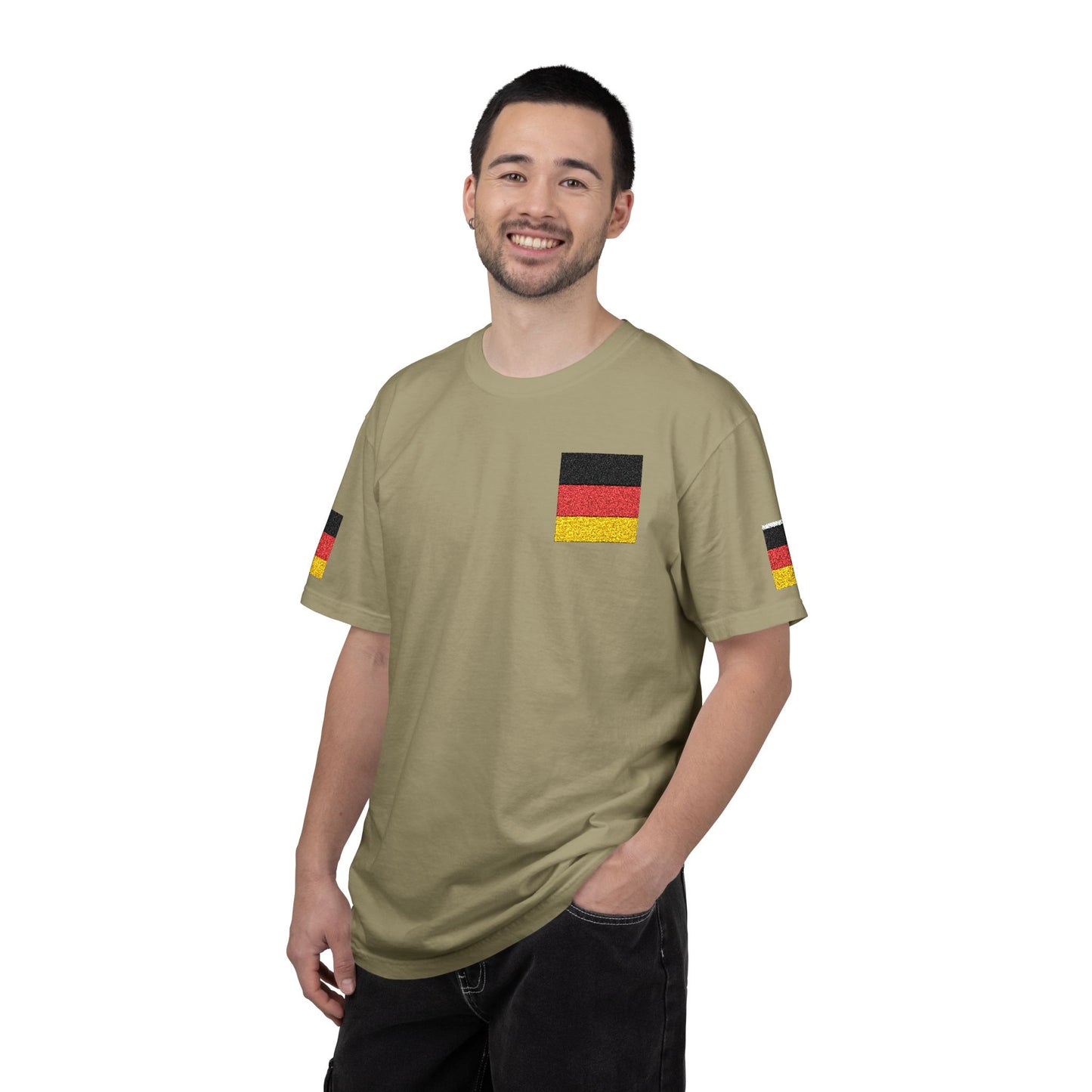 Germany Flag Pocket T-Shirt — German Pride Tee with Sleeve Flags