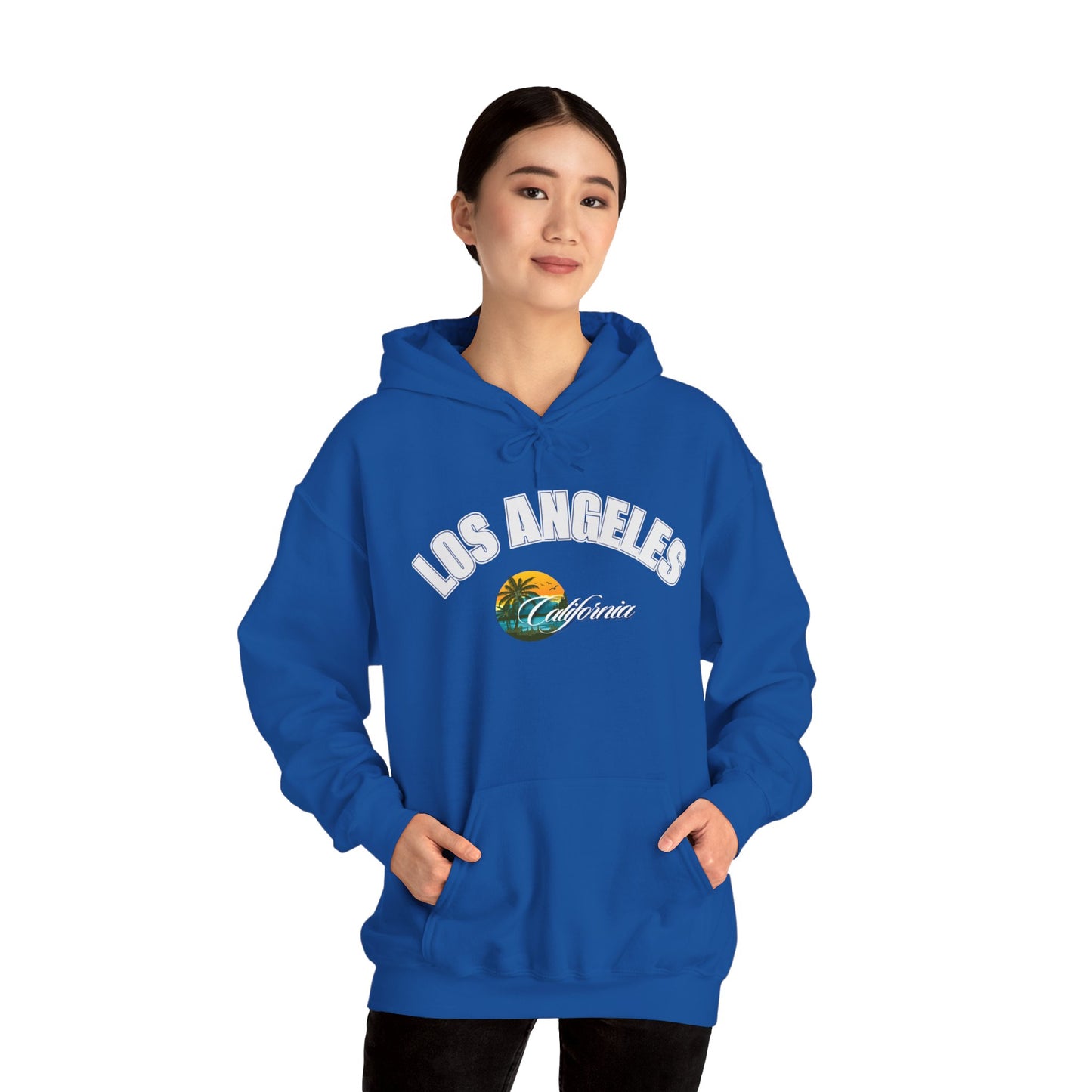 Los Angeles Retro Surf Hoodie — Vintage Sunset Car & Palm Tree Sweatshirt