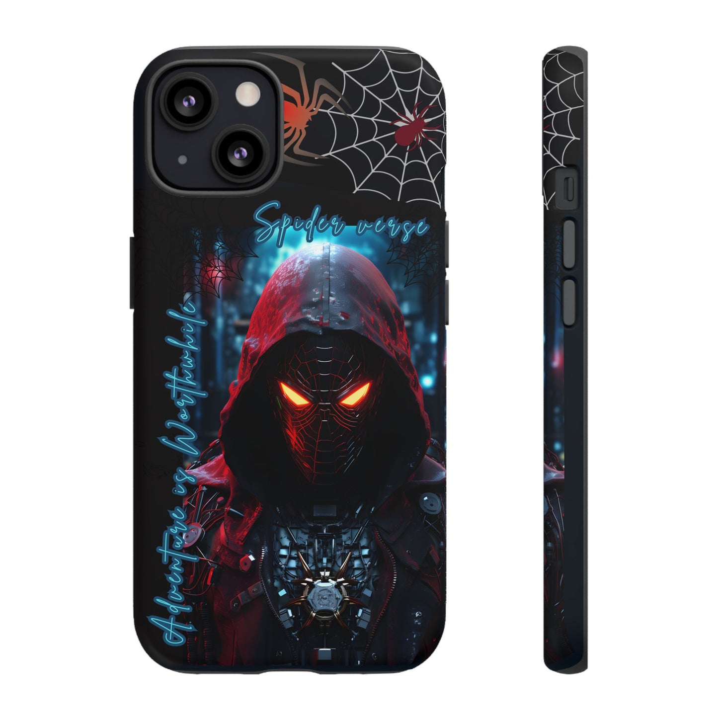Spiderman Phone Case — Neon Hooded Skull Design "Spider verse"