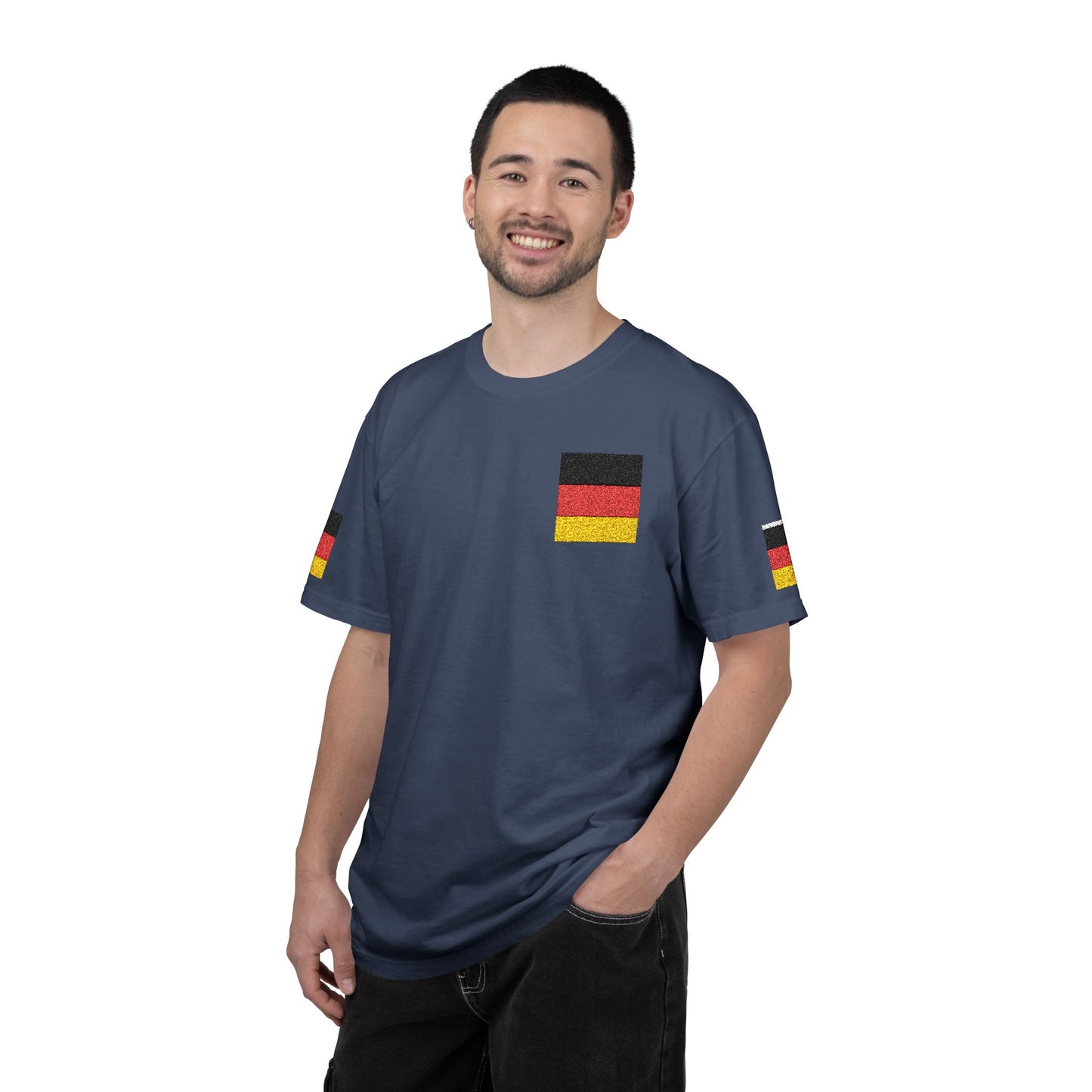 Germany Flag Pocket T-Shirt — German Pride Tee with Sleeve Flags