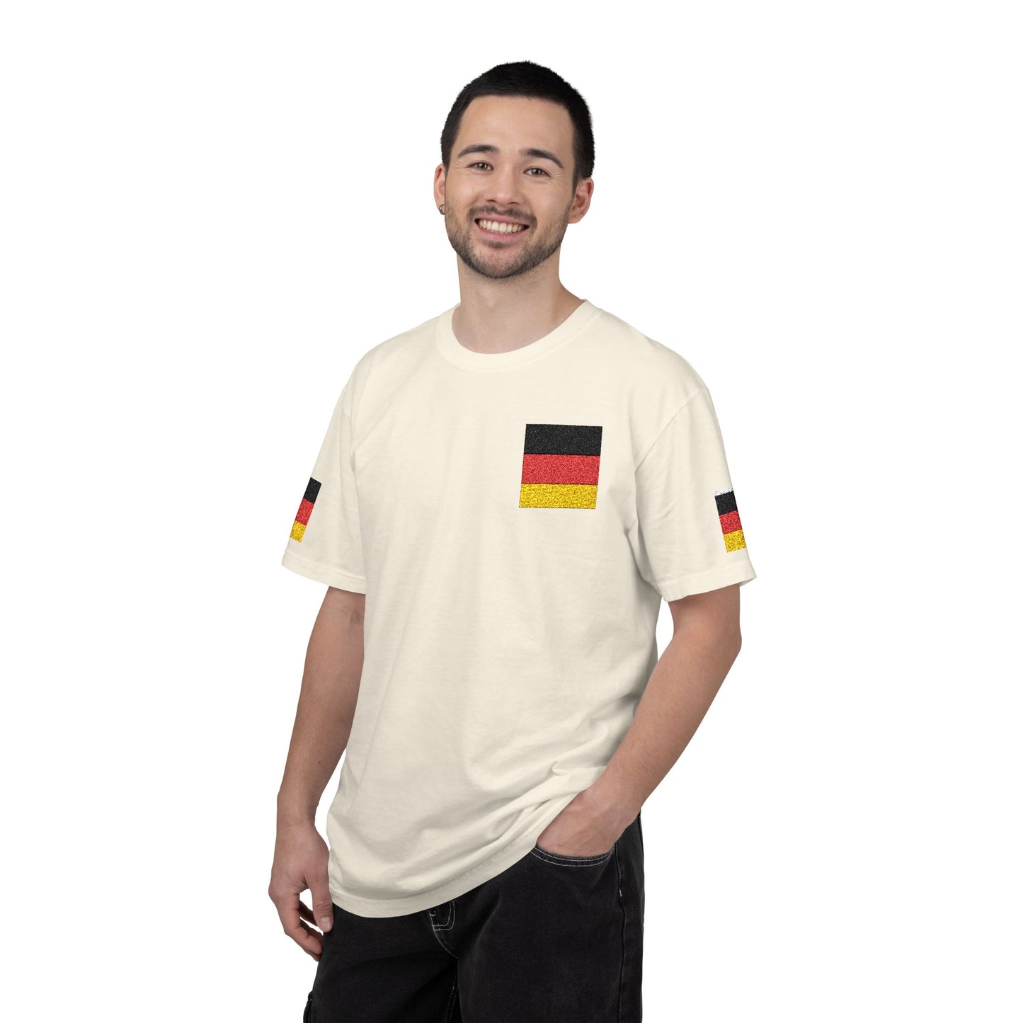 Germany Flag Pocket T-Shirt — German Pride Tee with Sleeve Flags